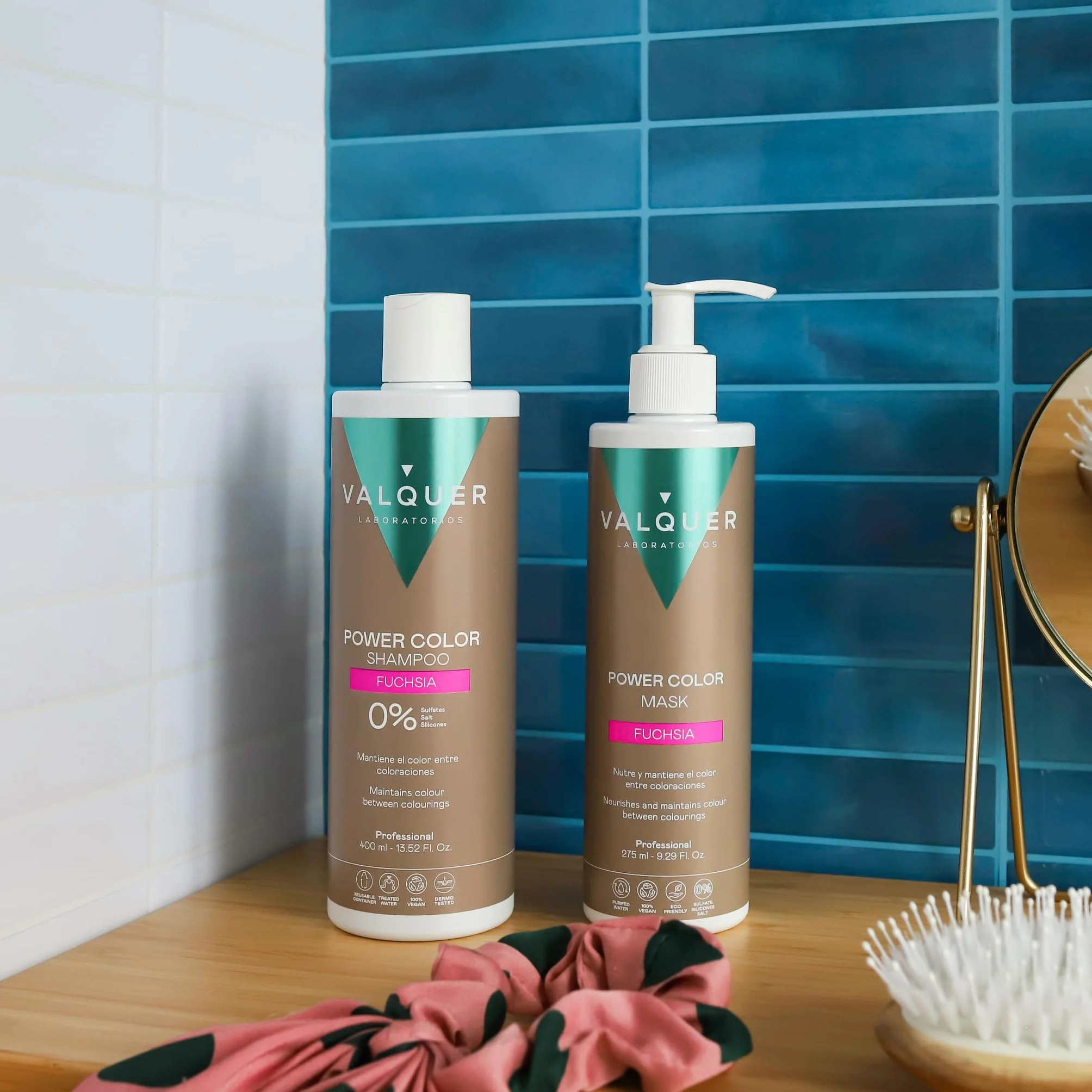VALQUER Power Color Fucsia Mascarilla Capilar 275 ml Potenciador de Color Temporal Sin Sulfatos Vegano