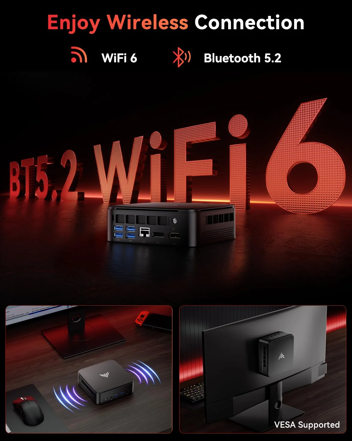 NiPoGi E3B Mini PC AMD Ryzen 5 7430U 16GB RAM 512GB SSD WiFi 6 BT 5.2 Triple 4K Display W-11 Pro