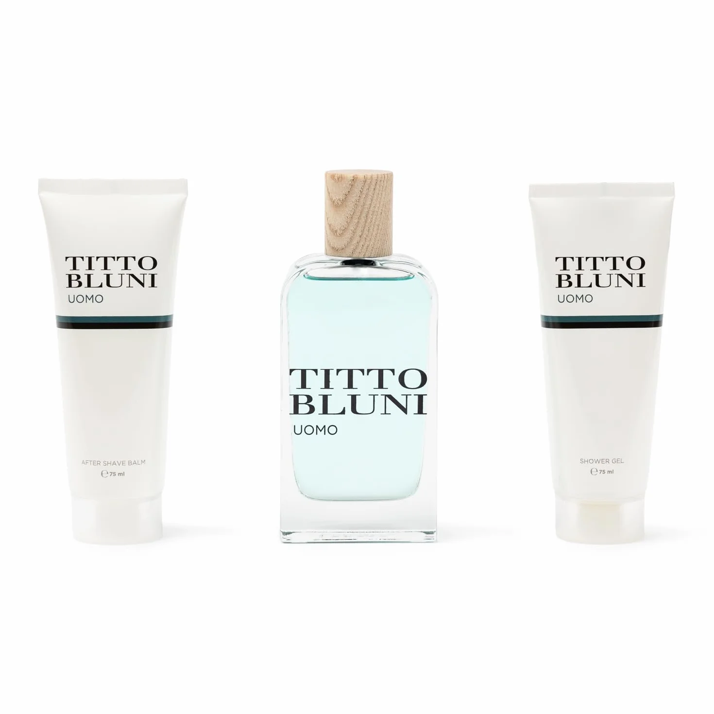 TITTO BLUNI Estuche de Regalo para Hombre, Eau de Toilette 75 ml, Gel de Baño 75 ml, After Shave 75 ml