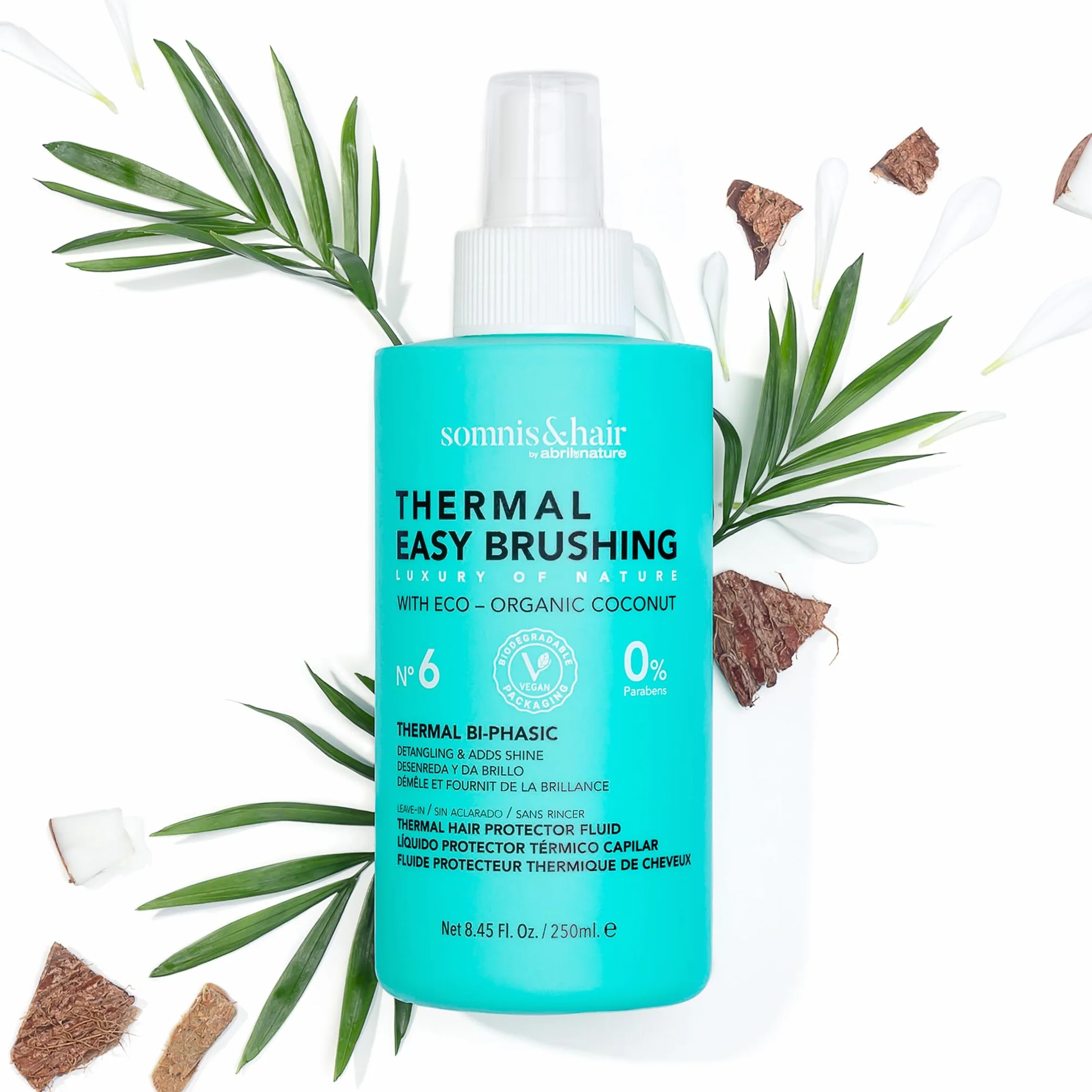 Somnis&Hair Spray Protector Térmico Natural 250 ml - Desenredante y Suavizante - Protección Calor UV Agua Salada - Sin Sulfatos Parabenos - Vegano