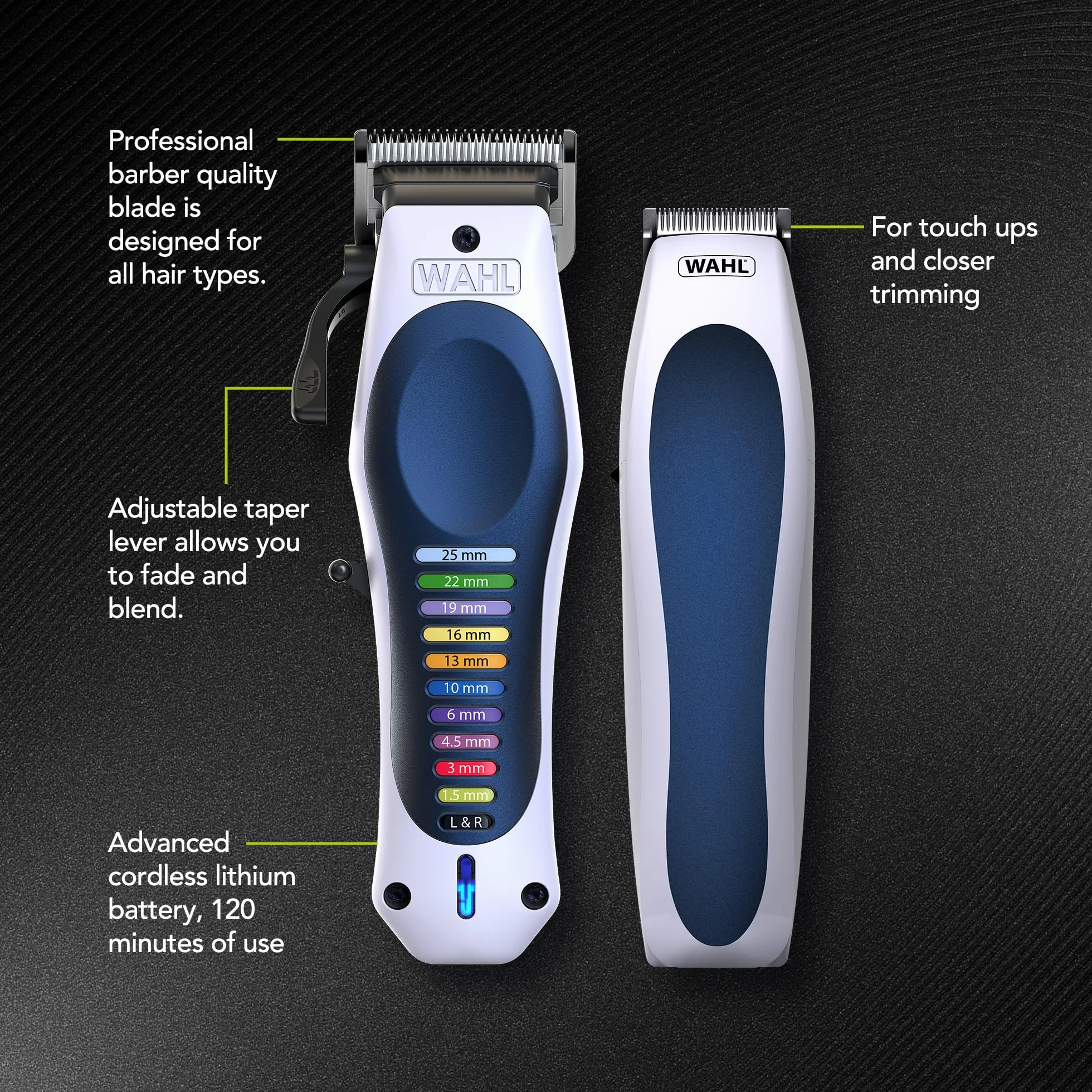 WAHL Color Pro Lithium Combi Kit, Kit de Corte de Pelo Total, Cónico, Batería Potente