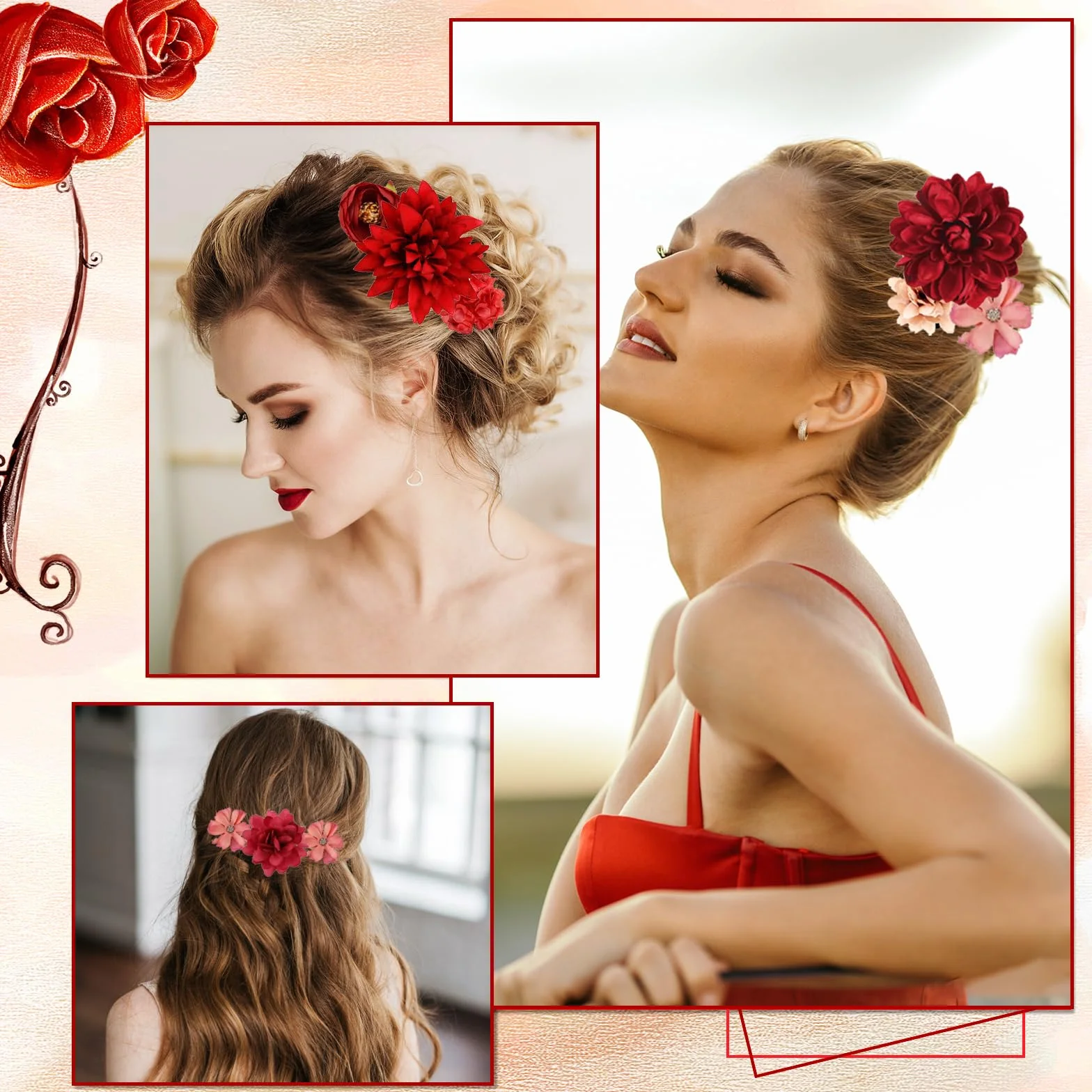 HIFOT 21 Piezas Pinzas Pelo Mujer Niña, Clips de Pelo Flor, Horquillas Pasadores Pelo, Accesorios Pelo Tocados Boda Fiesta Playa