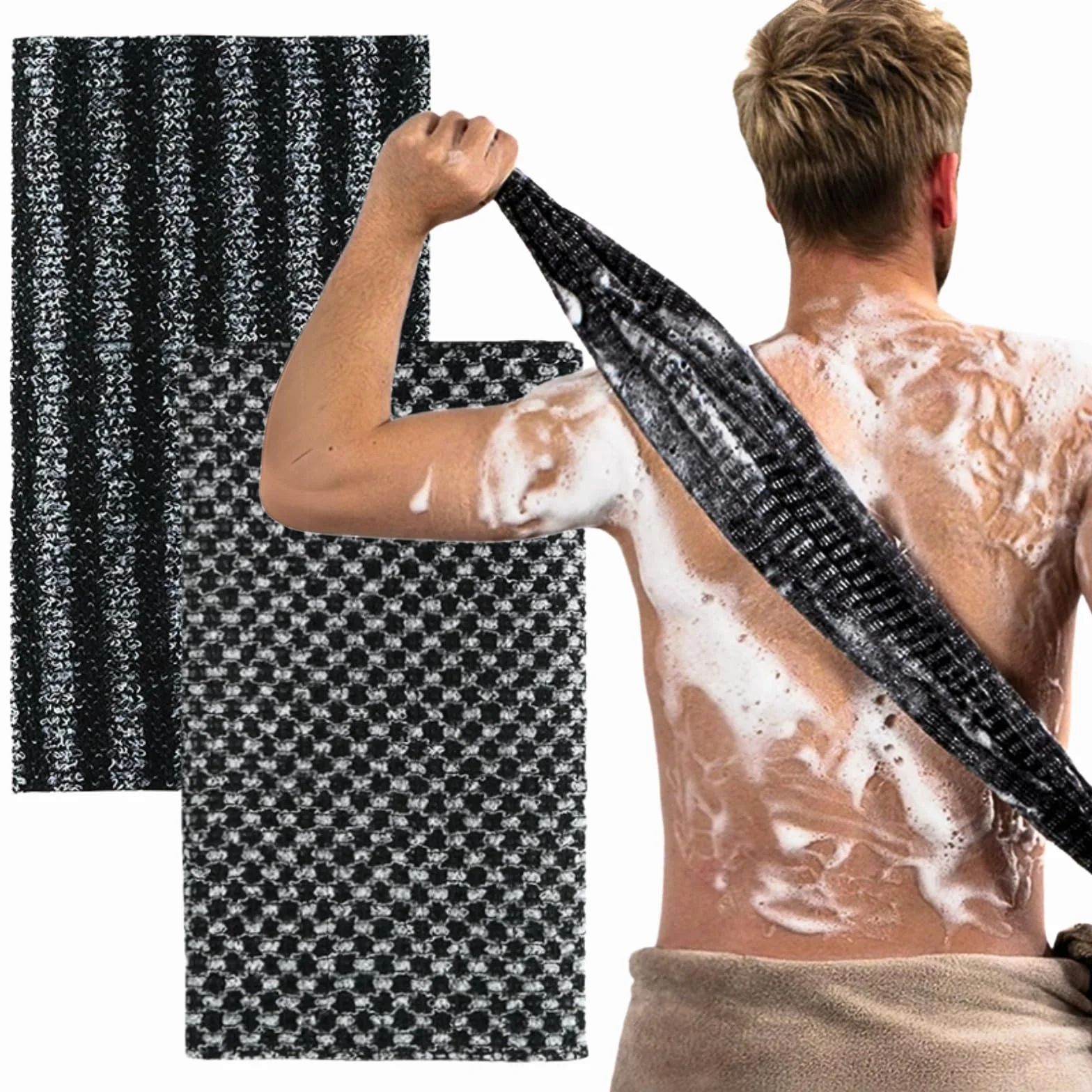 KEYRI Exfoliante Corporal Toallas Exfoliantes para Limpieza Profunda Baño (Negro)