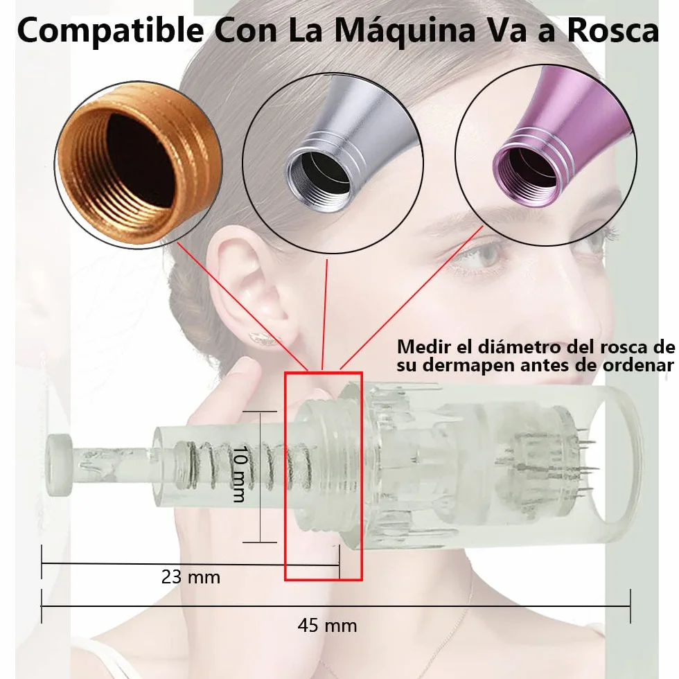 Micro Agujas Sin dolor para Dermapen Antienvejecimiento Arrugas Rejuvenecimiento de la piel (12 Pin) 10 pcs