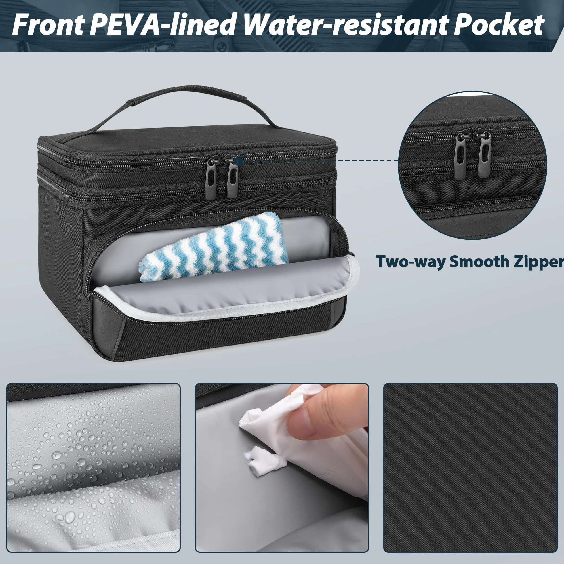 CURMIO Maletín Profesional 2 Niveles para Cortapelos, Organizador Portátil Compatible con Hatteker/Wahl/Oster/Andis Máquinas y Accesorios Barbería, Solo Bolsa, Negro