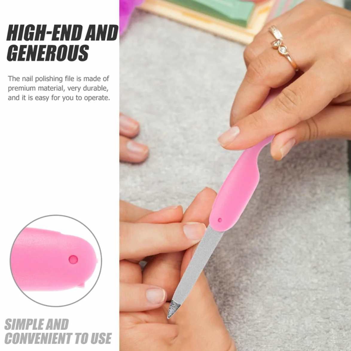 BETOOKY 8 Limas de Uñas Plegables Portátiles de Doble Cara Borde Metálico para Manicura, Diseño Delicado en Abs y Metal, Ideales para Uso en Salón y Hogar