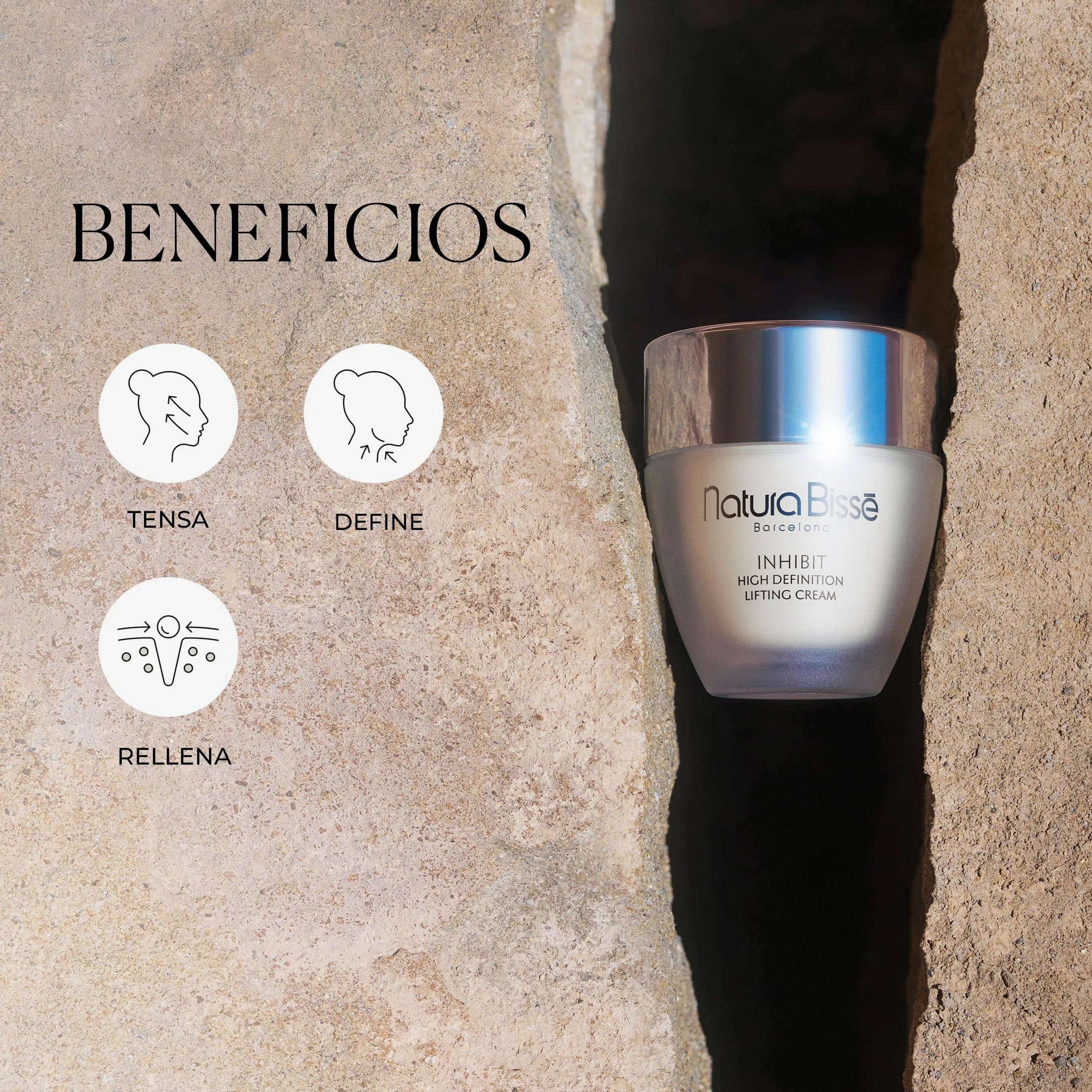 Natura Bissé Inhibit High Definition Lifting Cream | Crema Redensificante Tensora con Colágeno, Ácido Hialurónico, Niacinamida y DMAE | 50 ml