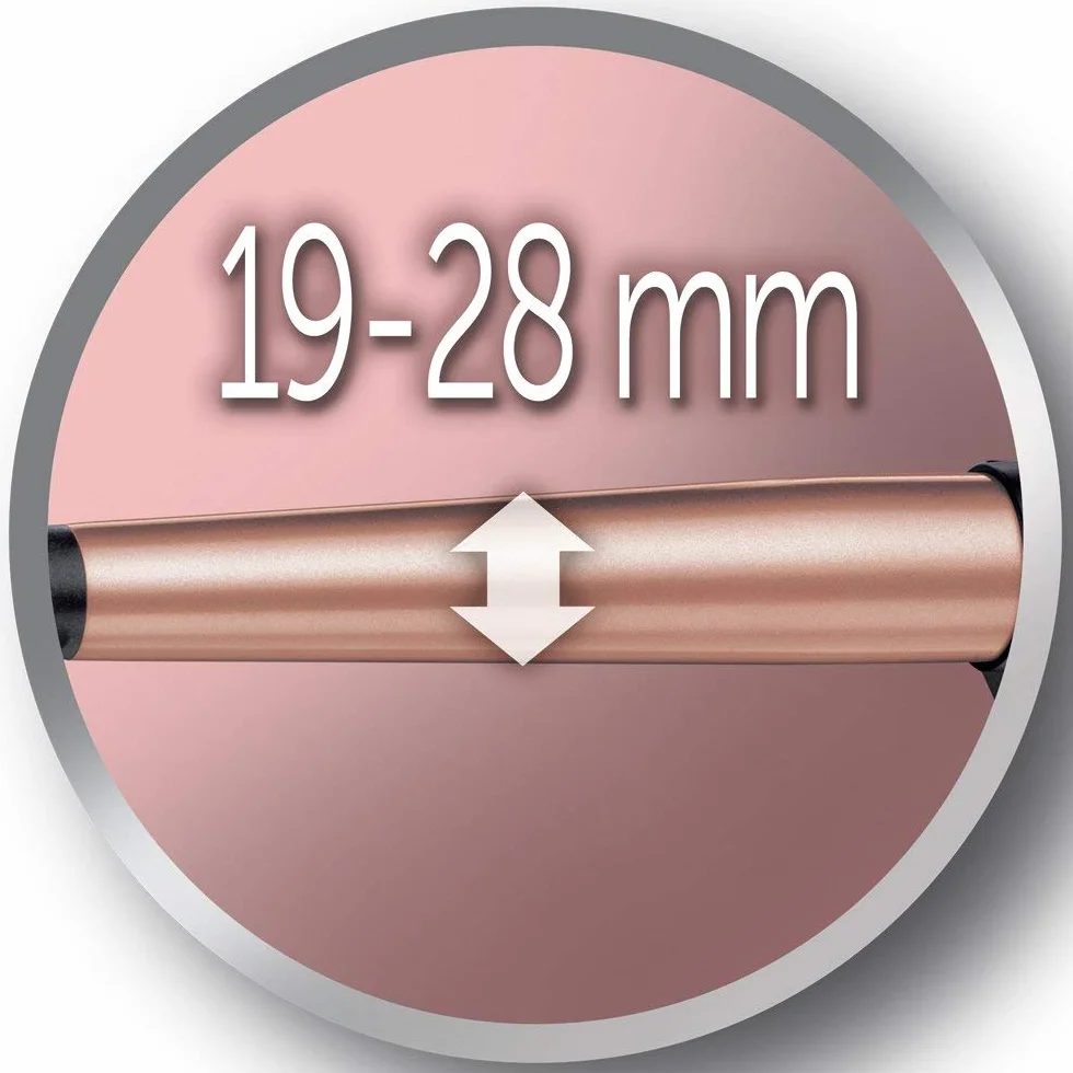 Remington Rizador de Pelo Keratin Protect, Queratina y Aceite Almendras, Ondulador de Pelo con Barril de 19-28 mm, Cerámica, 5 Temperaturas hasta 210°C, Digital, CI83V6, Negro, Rose Gold