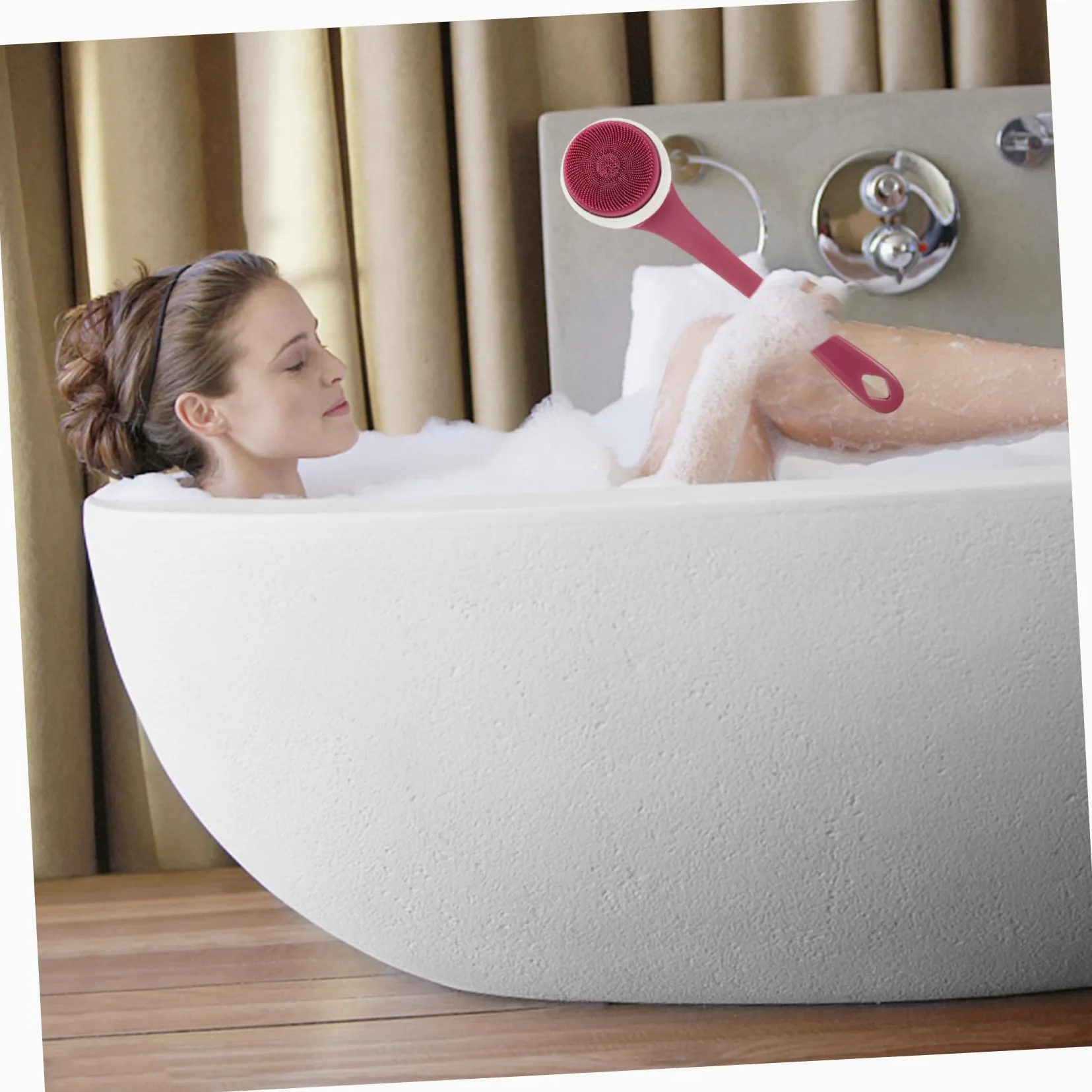 Cepillo de Ducha de Mango Largo Depurador Corporal Reutilizable 3 Velocidades Ajustables y Material de Silicona Resistente al Agua para Exfoliación y Limpieza Diaria