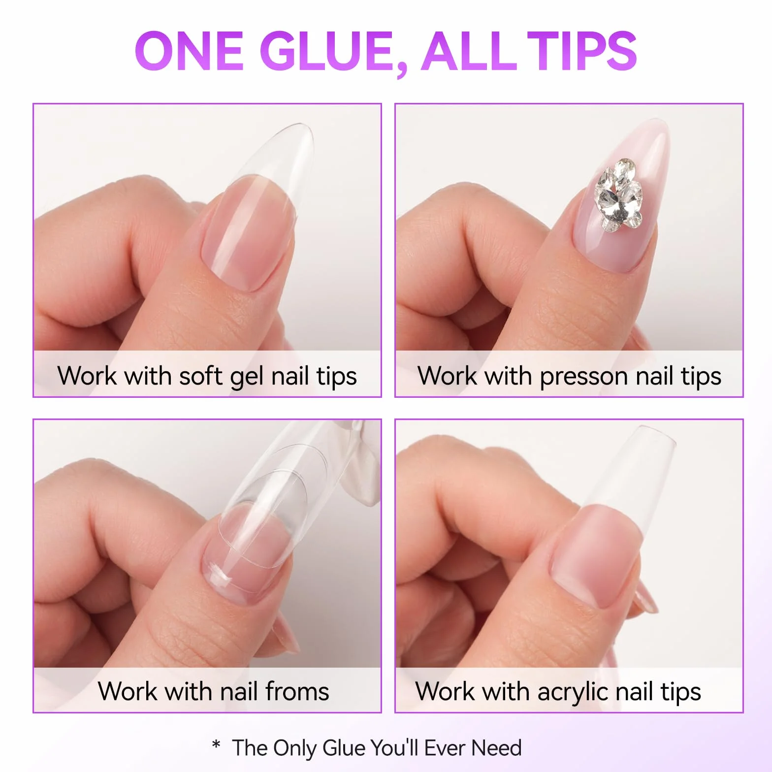Gelike Pegamento Uñas Postizas Super Fuerte 6 en 1 Acrilicas Claro Tips Uñas A Presión Necesita Curar UV Lámpara 8ml