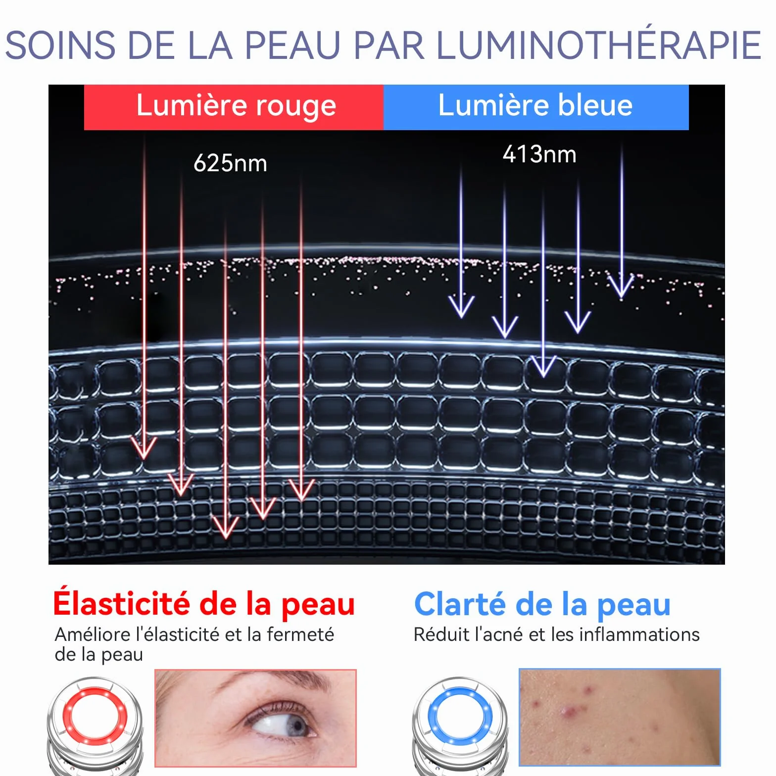 ANLAN Masajeador Facial Multifuncional Frío Calor Roja Azul Antiarrugas Anti-envejecimiento Limpieza Profunda