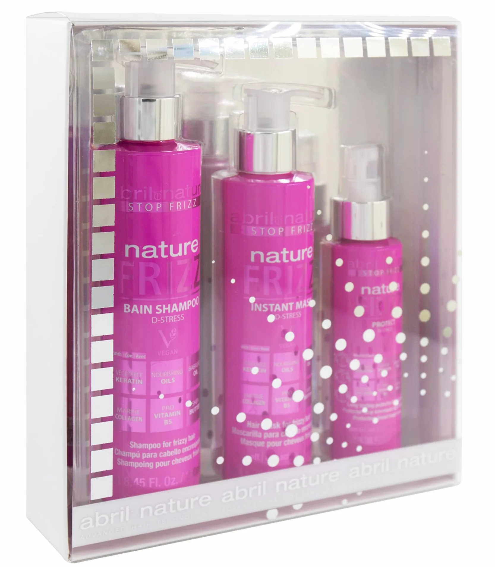 Abril et Nature Set Cuidado Capilar Anti-Frizz Champú Mascarilla Sérum 550 ml