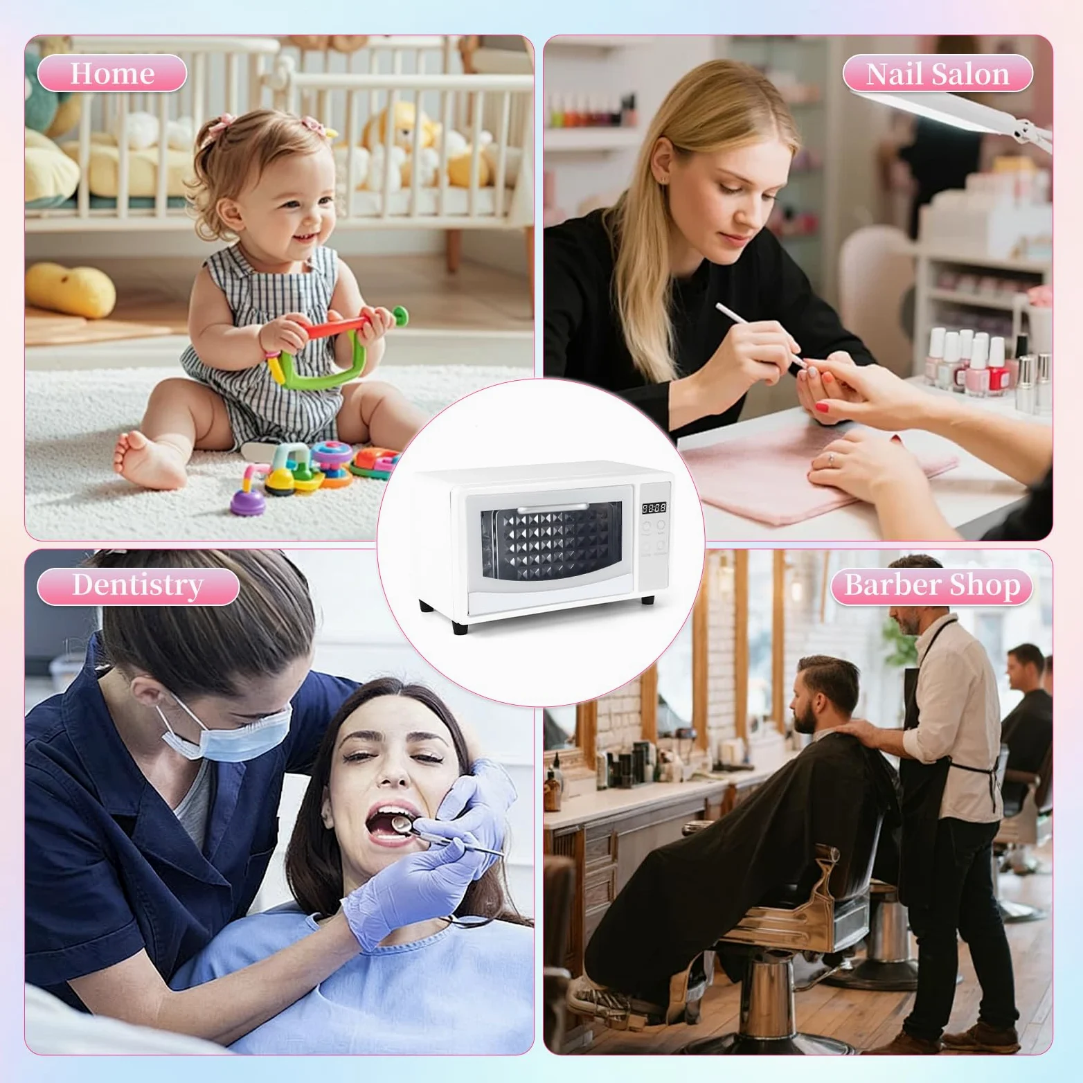 Esterilizador de herramientas de uñas, esterilizador grande de doble capa de 10 L para herramientas de uñas, gabinete limpiador de herramientas de manicura multifuncional con ajuste de