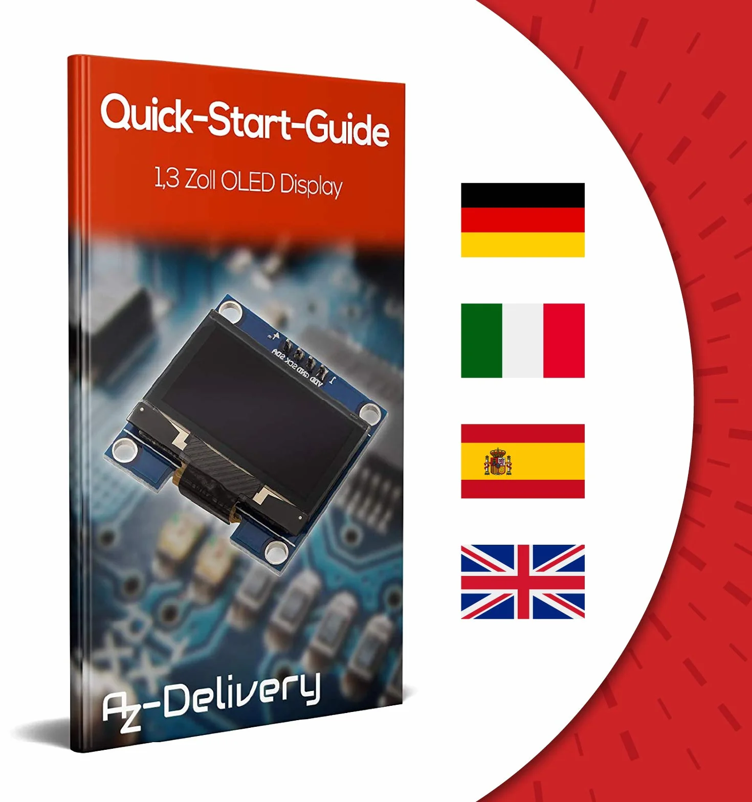 AZDelivery 1.3 Pulgadas OLED Display I2C SSH1106 128x64 Pixeles Modulo de Visualizacion Compatible con Arduino Raspberry Pi
