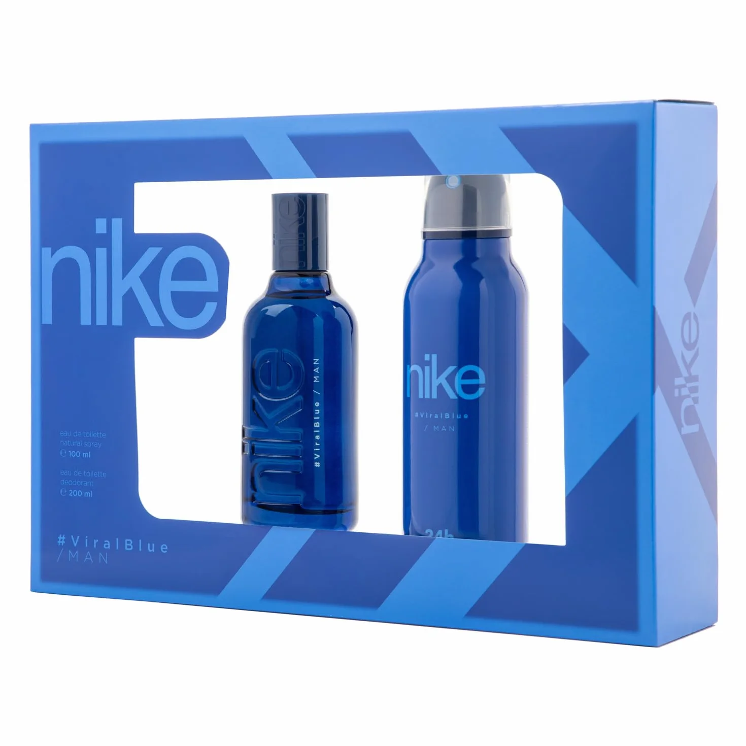 NIKE Viral Blue Colonia Hombre Eau de Toilette 100 ml + Desodorante 200 ml Estuche Regalo Aroma Cítrico Fragancia Fresca