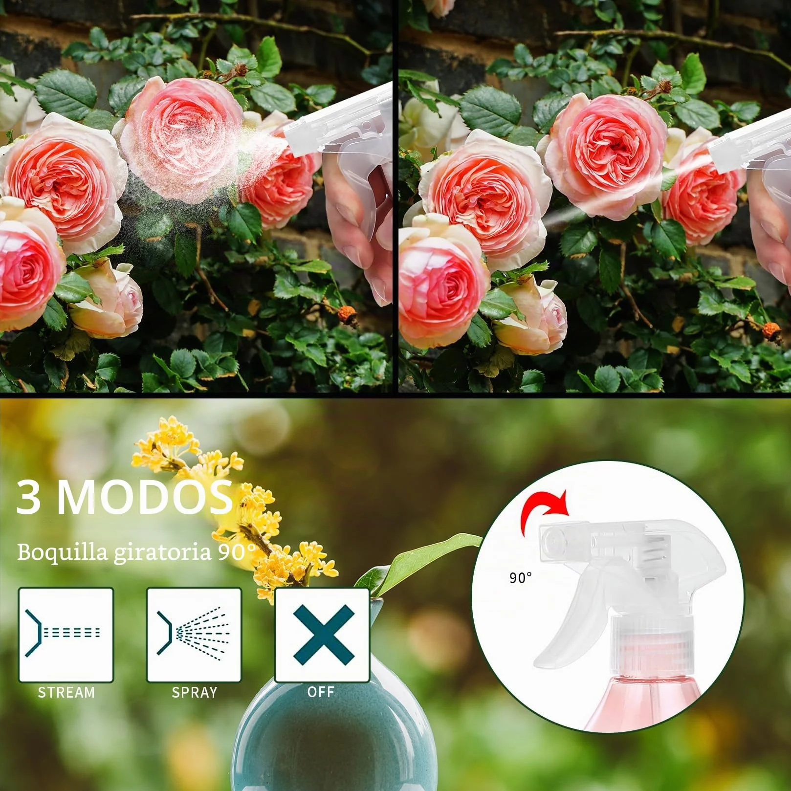 Botella Pulverizador 450 ml 3 Piezas, Spray Agua Plantas Vacío Jardín Limpieza