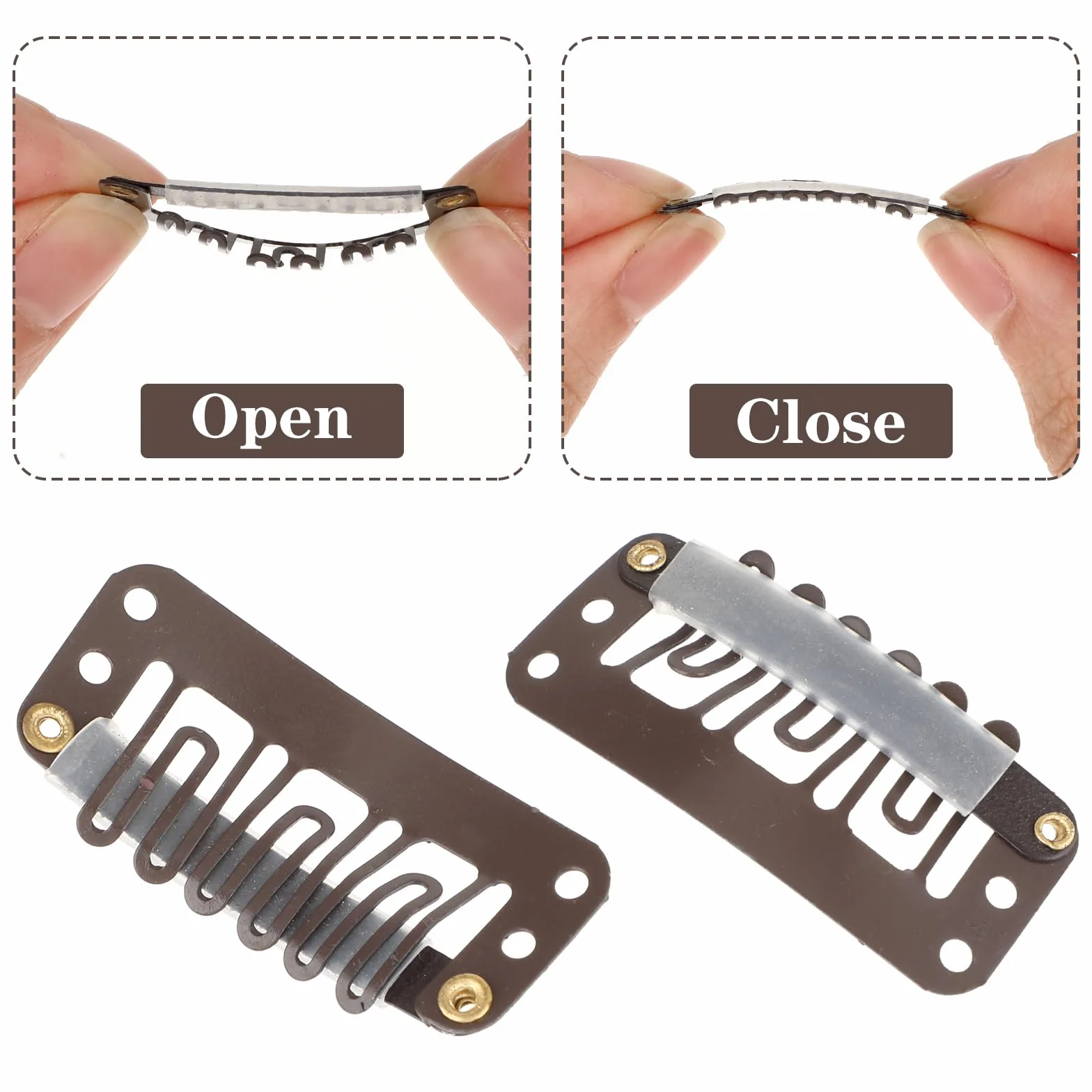 Larrel 30 Extensiones de Pelo, Brochas, Broches, Clips de Metal en Forma de U, Pinzas de Silicona para Pelucas de Mujer