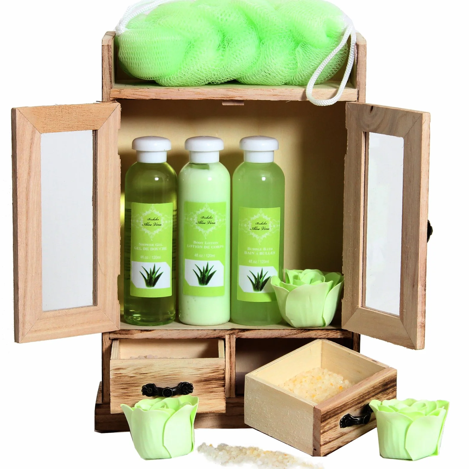 BRUBAKER Cosmetics Set de Regalo de Baño Aloe vera Armario Madera 10 piezas