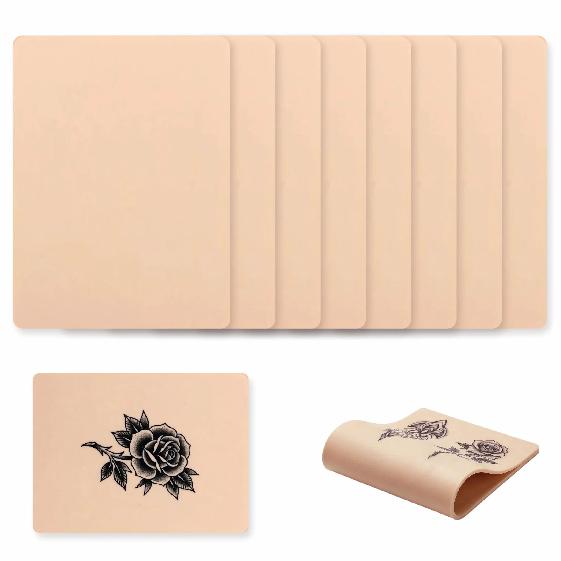 Piel artificial del tatuaje de 3 mm,6 piezas de piel engrosada de entrenamiento de tatuaje,tatuaje de piel sintética es muy bueno para practicar & para principiantes (6)