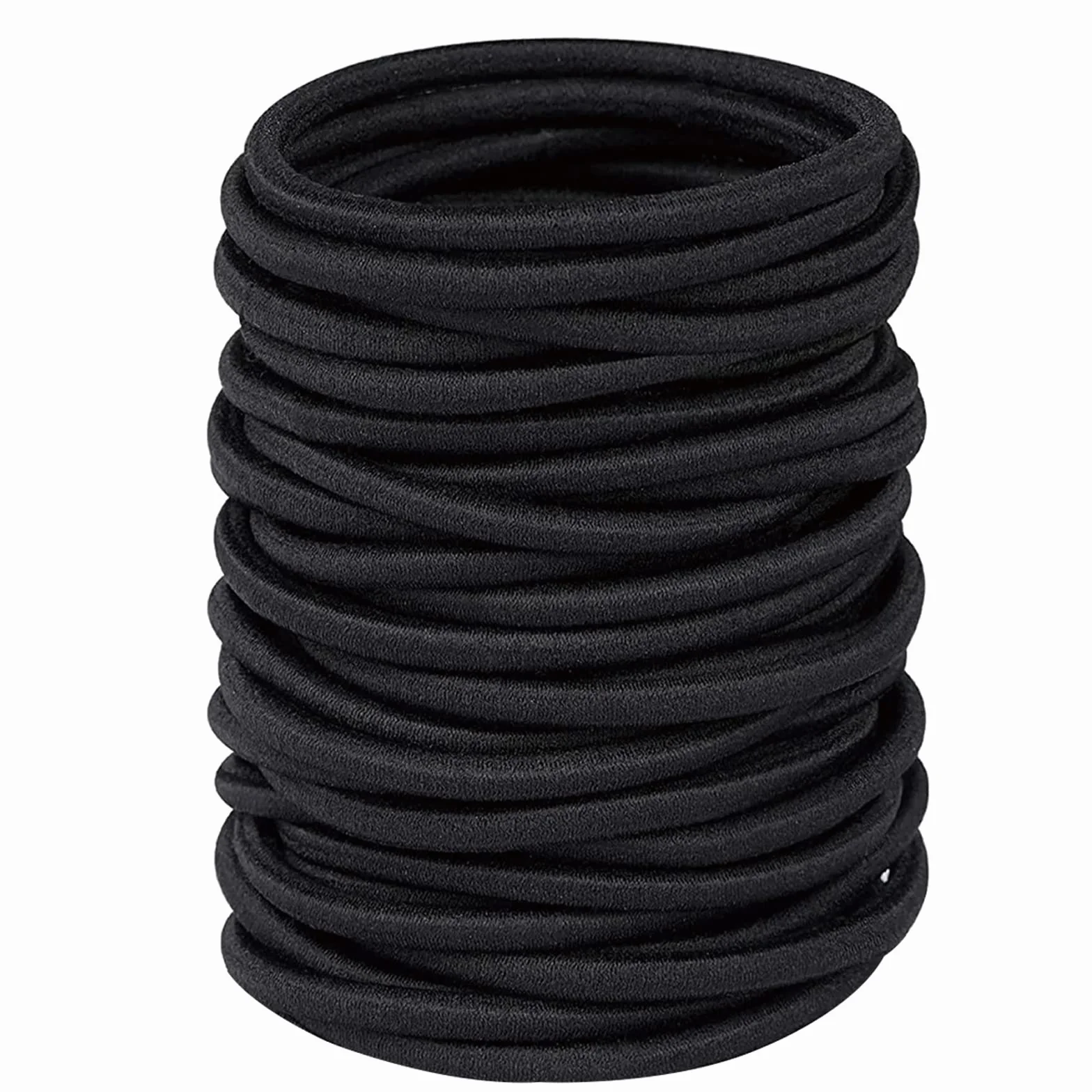 Gomas de Pelo 32 Piezas 4 mm Negra Elástica para Cabello Grueso