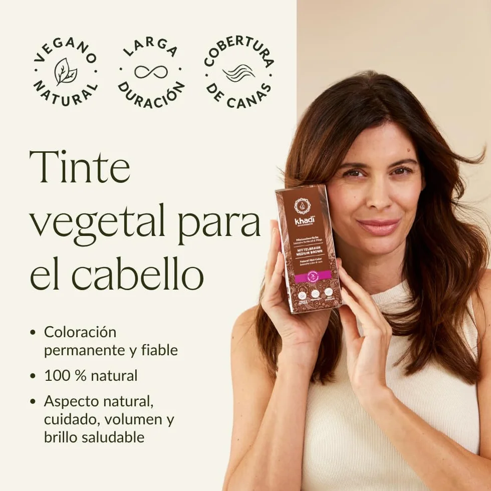 Khadi CASTANO MEDIO Tinte vegetal para el cabello 100% vegetal 100 g