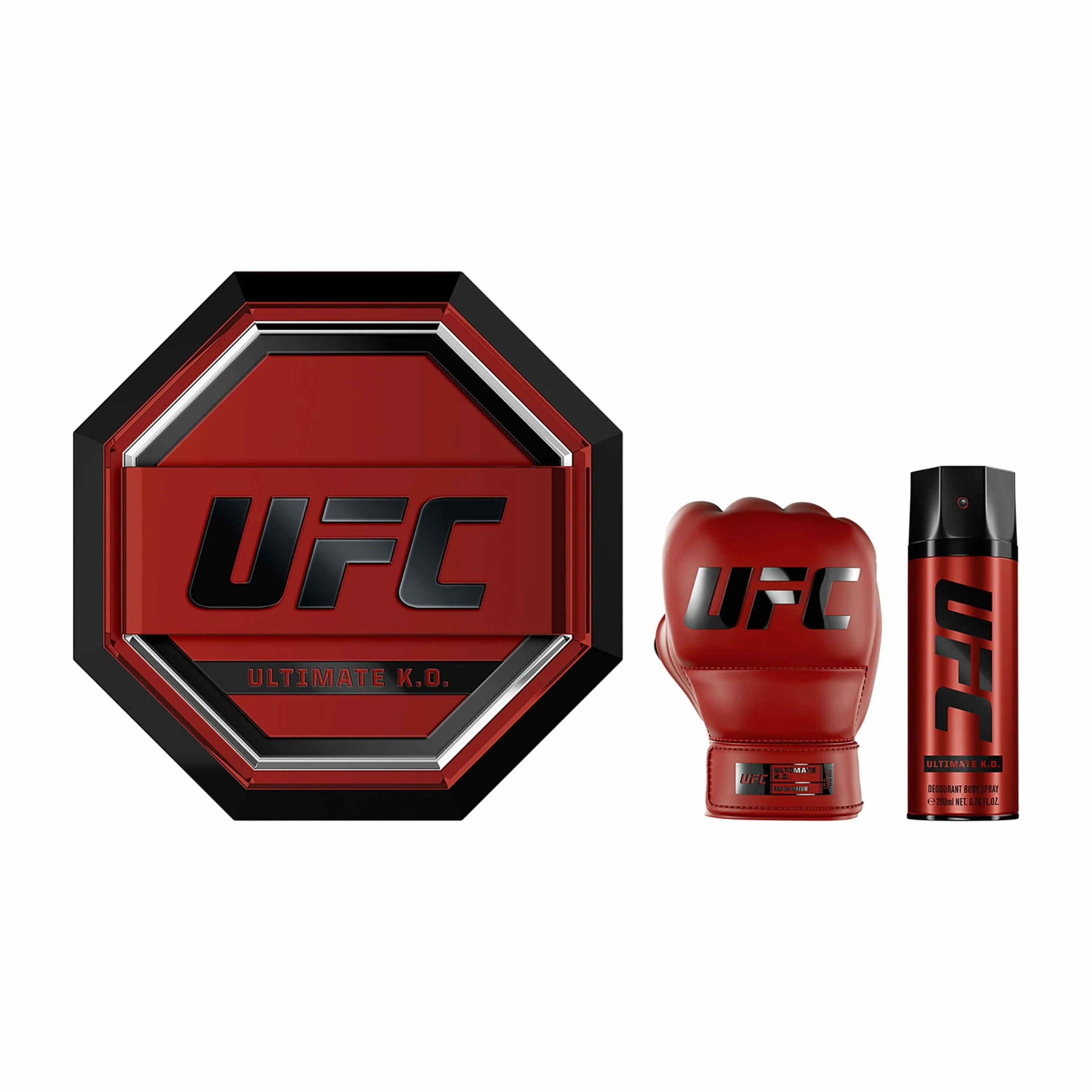UFC Ultimate K.O. Estuche Regalo Perfumes Hombre Pack de 2 Piezas Eau de Parfum 100ml Body Spray 200ml Set Fragancia Ambarina
