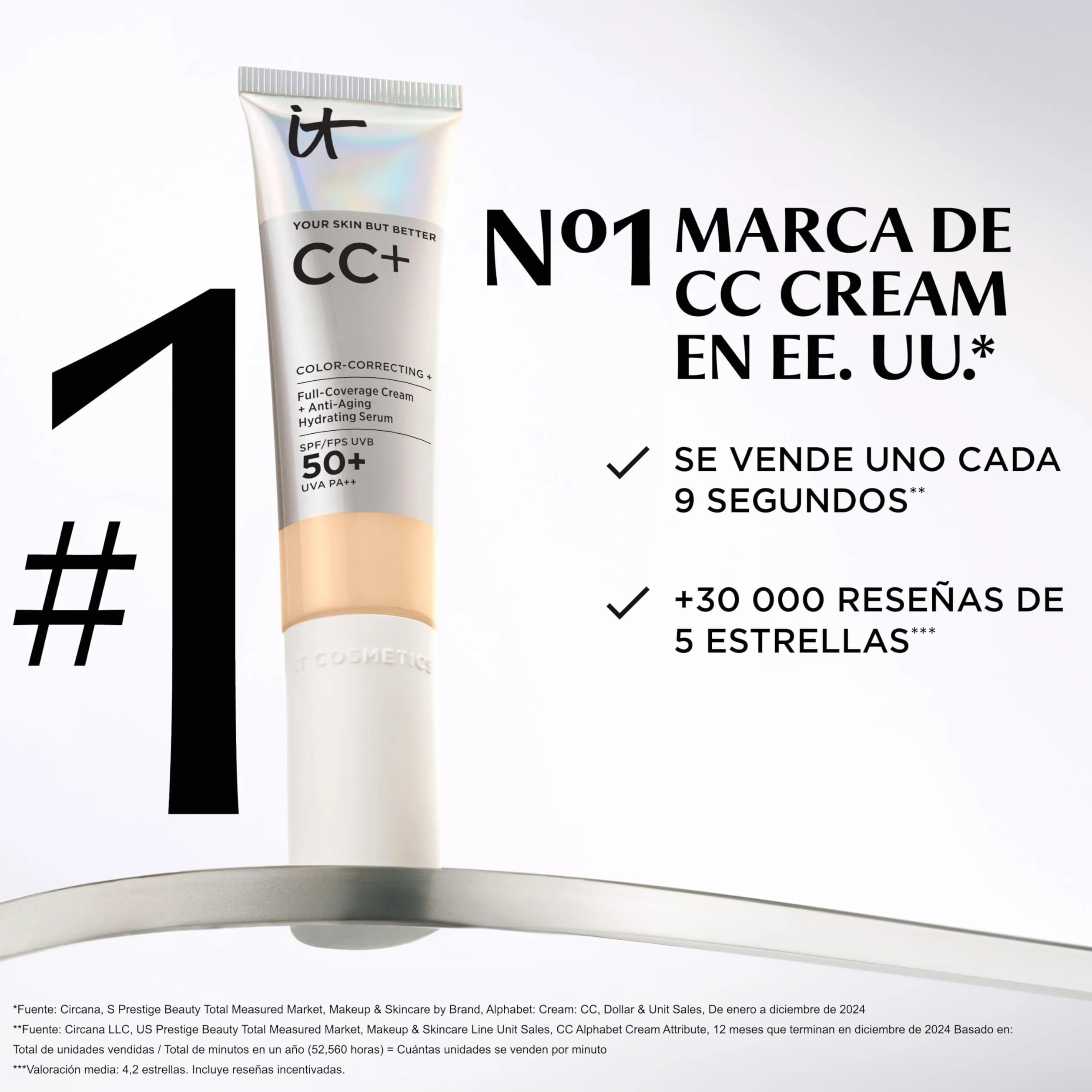 IT Cosmetics Base de Maquillaje SPF50+ Cobertura Total Acabado Natural Light