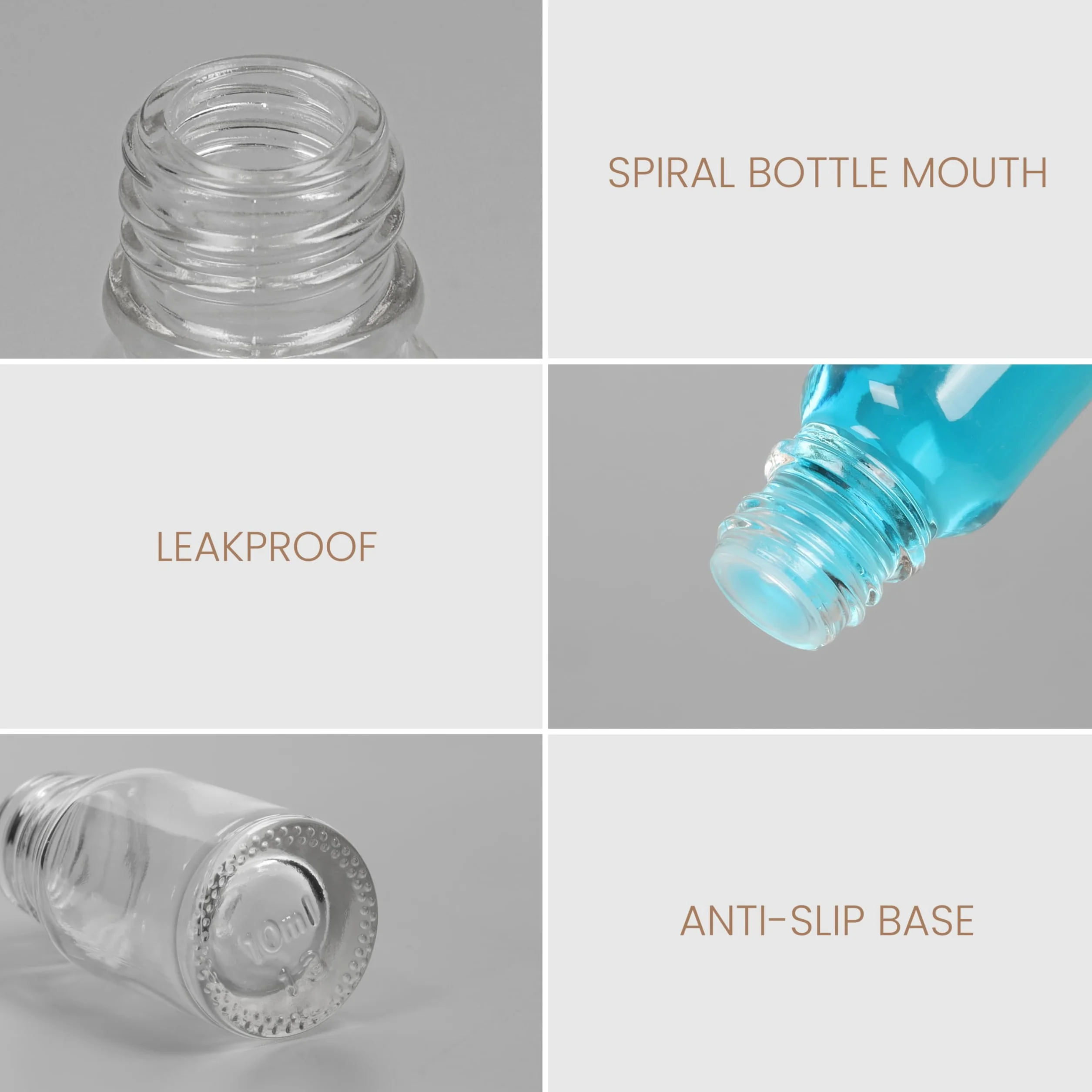 Belle Vous Botellas de Vidrio Transparente 10 ml Pack 24 con Tapa Negra Rosca para Muestras Aceites Esenciales