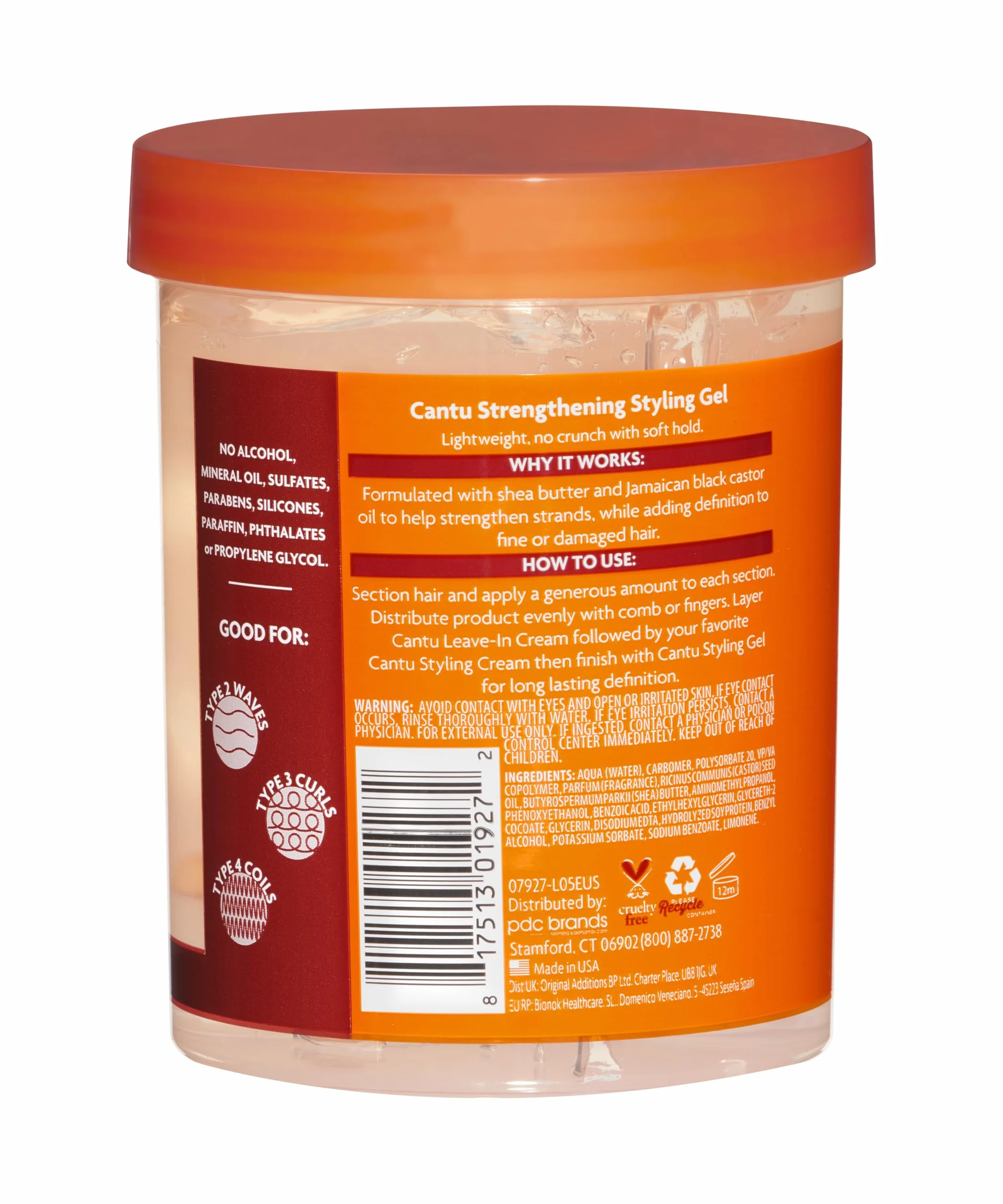 CANTU Gel para Peinar con Manteca de Karité y Aceite de Ricino Negro Jamaicano Natural 524 g
