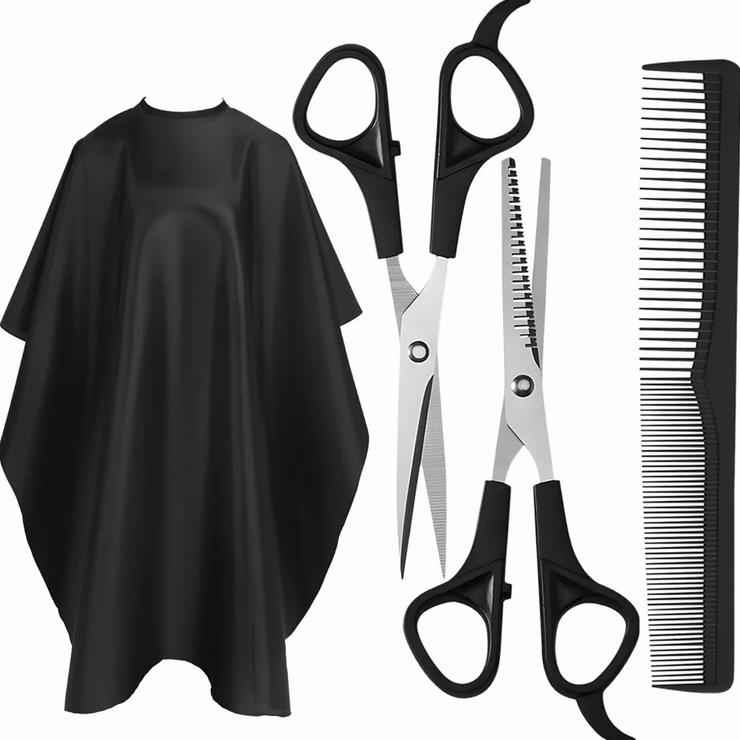 Kit De Tijeras De Peluquería Profesionales Para Corte De Pelo Hombre Mujer Niño Con Capa Peine Pinza