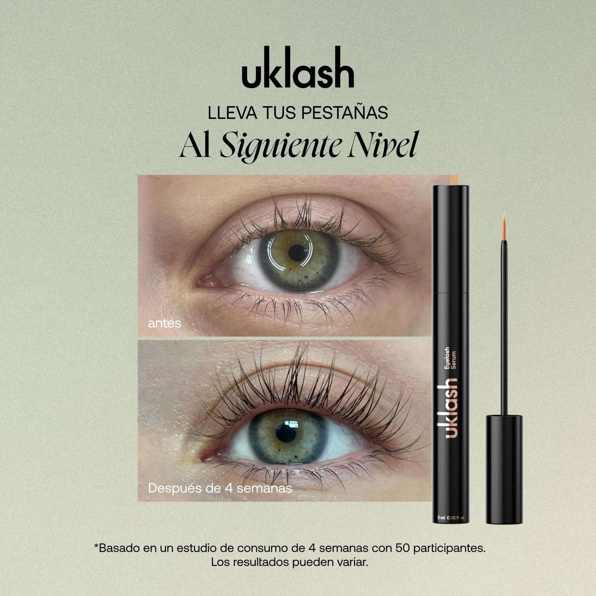 UKLASH Sérum de Pestañas 3ml Mayor Longitud y Densidad Vegano Sin Crueldad