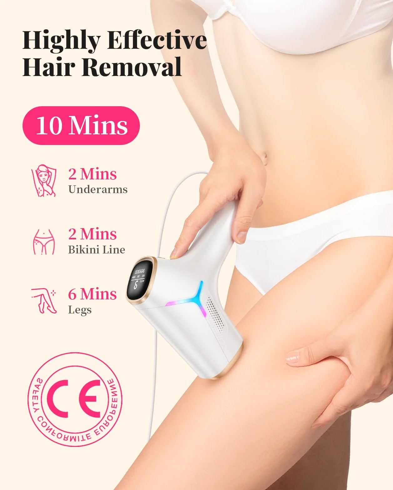 Haarlosy Depiladora de Luz Pulsada IGBT 3 EN 1 HR/SR/HR 9 Niveles de Energía Ajustable OPI01