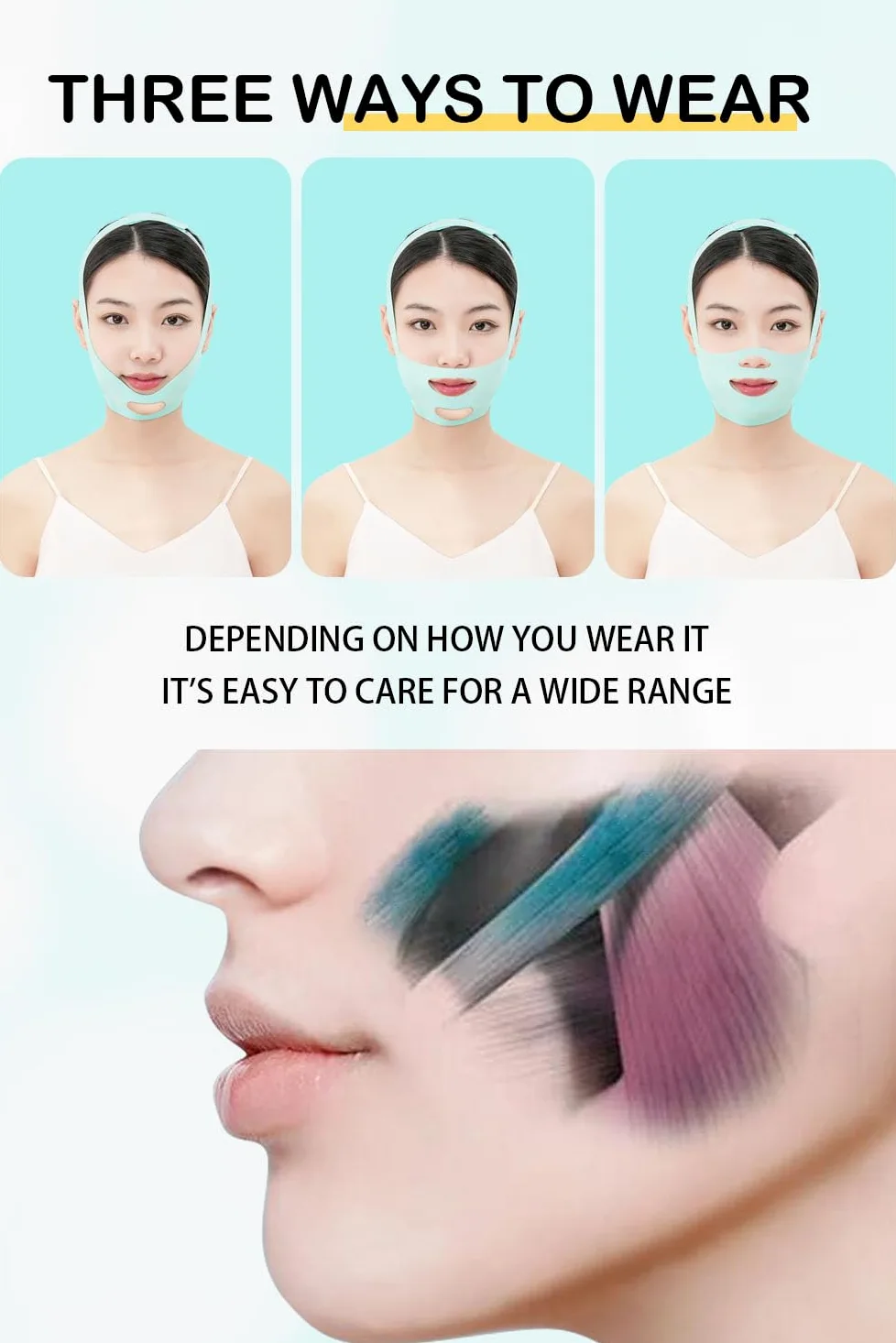 Cinturones faciales con correas ajustables, reductor de barbilla doble y dispositivo de elevación facial con 4 modos y 5 intensidades ajustables de engranajes, máquina inteligente de doble barbilla