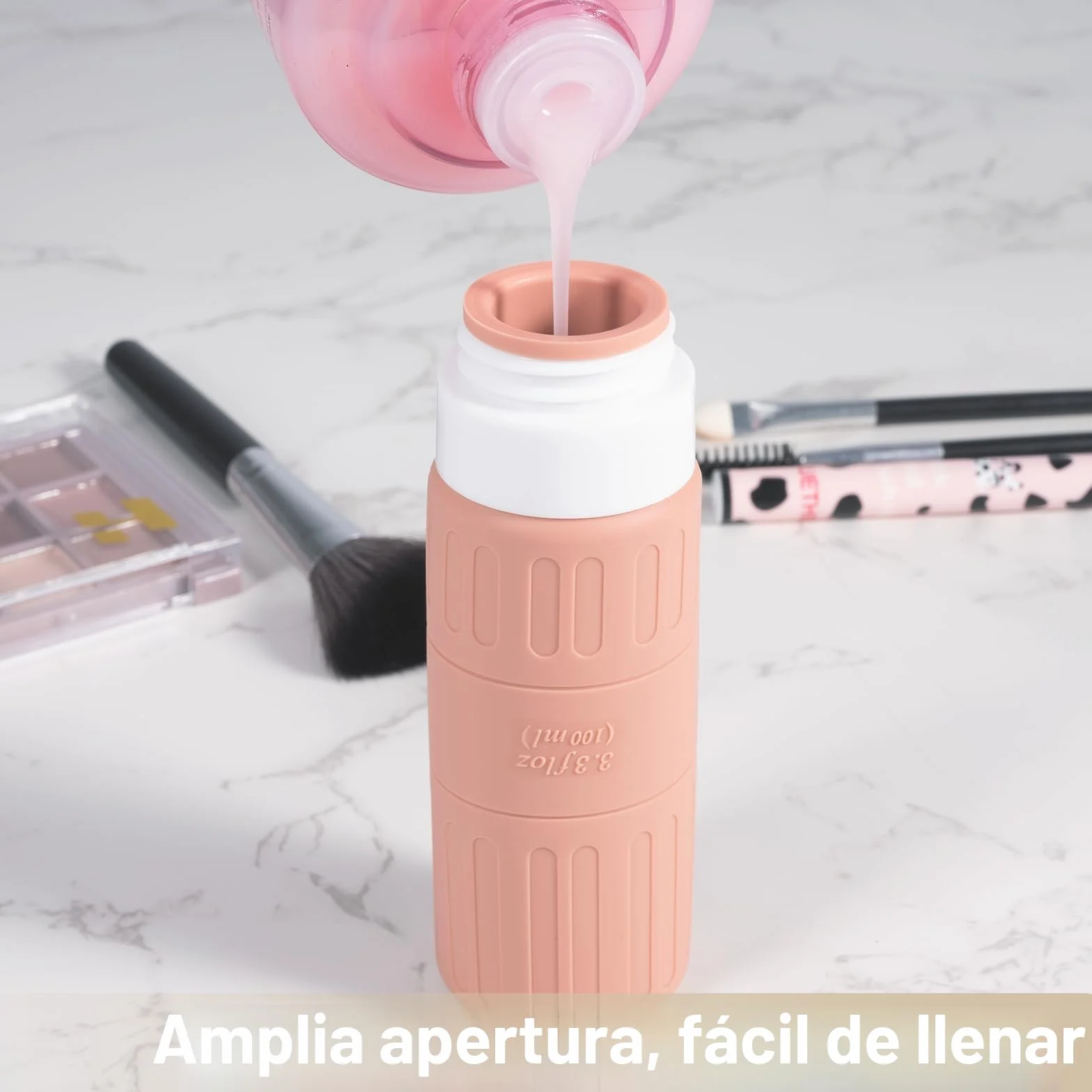 Carehabi Botellas de viaje de silicona 100 ml 5 unidades para champú gel de ducha cosméticos