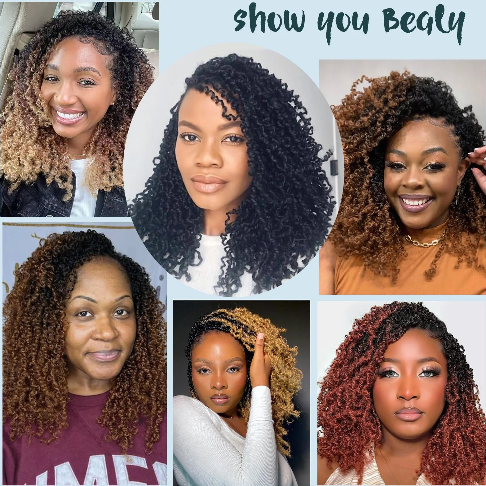 Yebo Yanky Crochet Braids Rizado 12 Pulgadas - 8 Paquetes 240 Mechas, Pelo de Fibra Química, Estilo Pasión Twist Afro, Trenzado Fácil(12inch Tgrey)