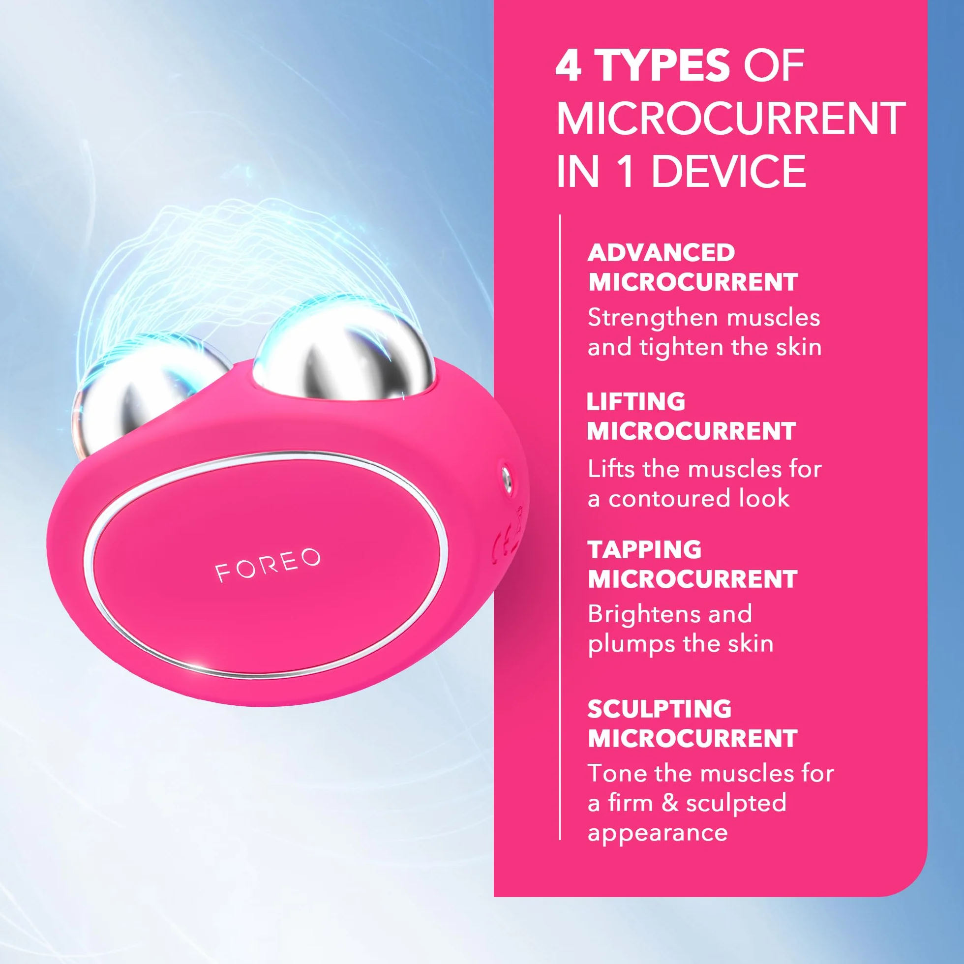 FOREO BEAR 2 Tonificador facial de microcorrientes Reafirma define Fuchsia