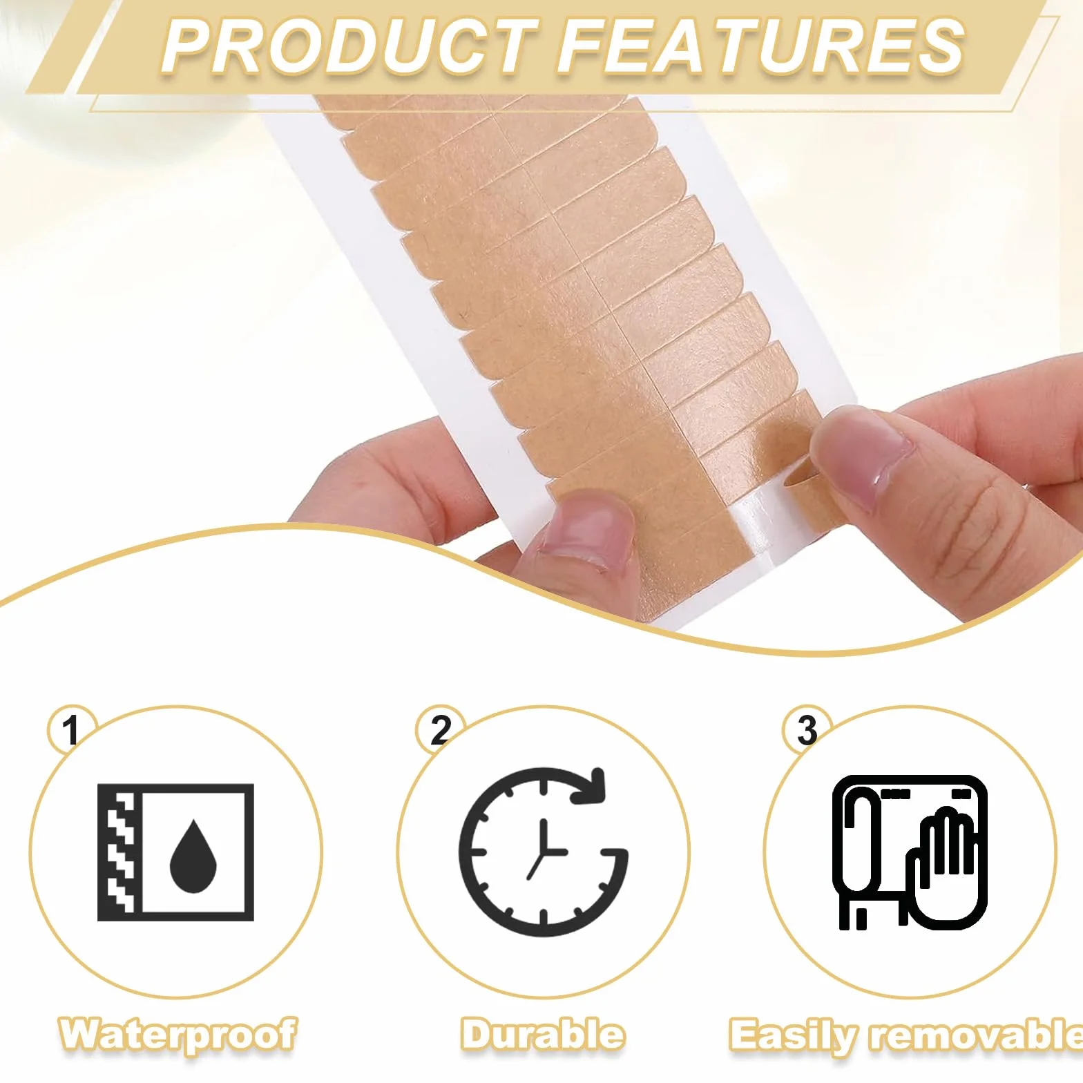 Cinta Adhesiva Doble Cara Profesional para Extensiones de Cabello Natural, 120 Piezas, Marrón