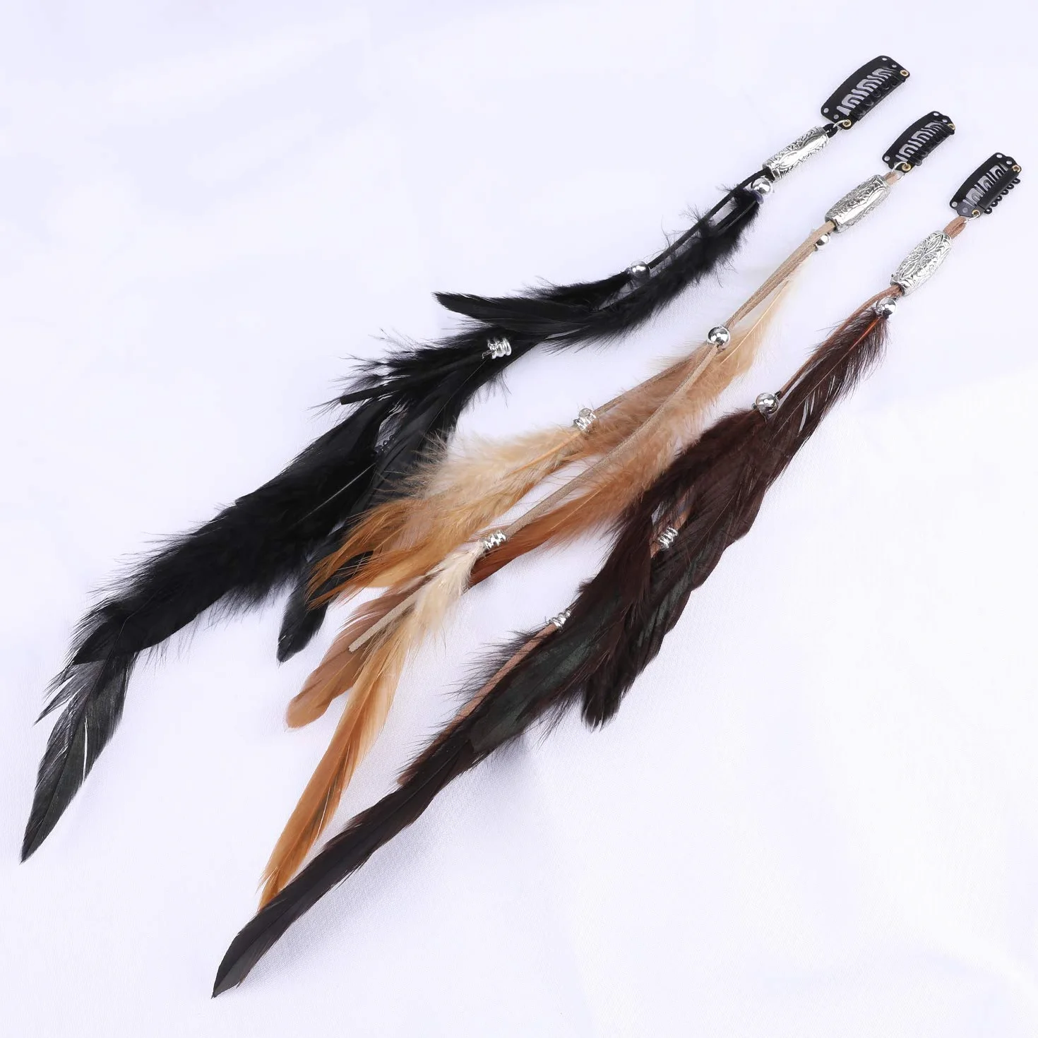 Accesorios para Cabello Pluma con Pinzas Juego de 6, Tocado Bohemio Indio, Extensiones de Cabello para Mujer Cosplay Halloween