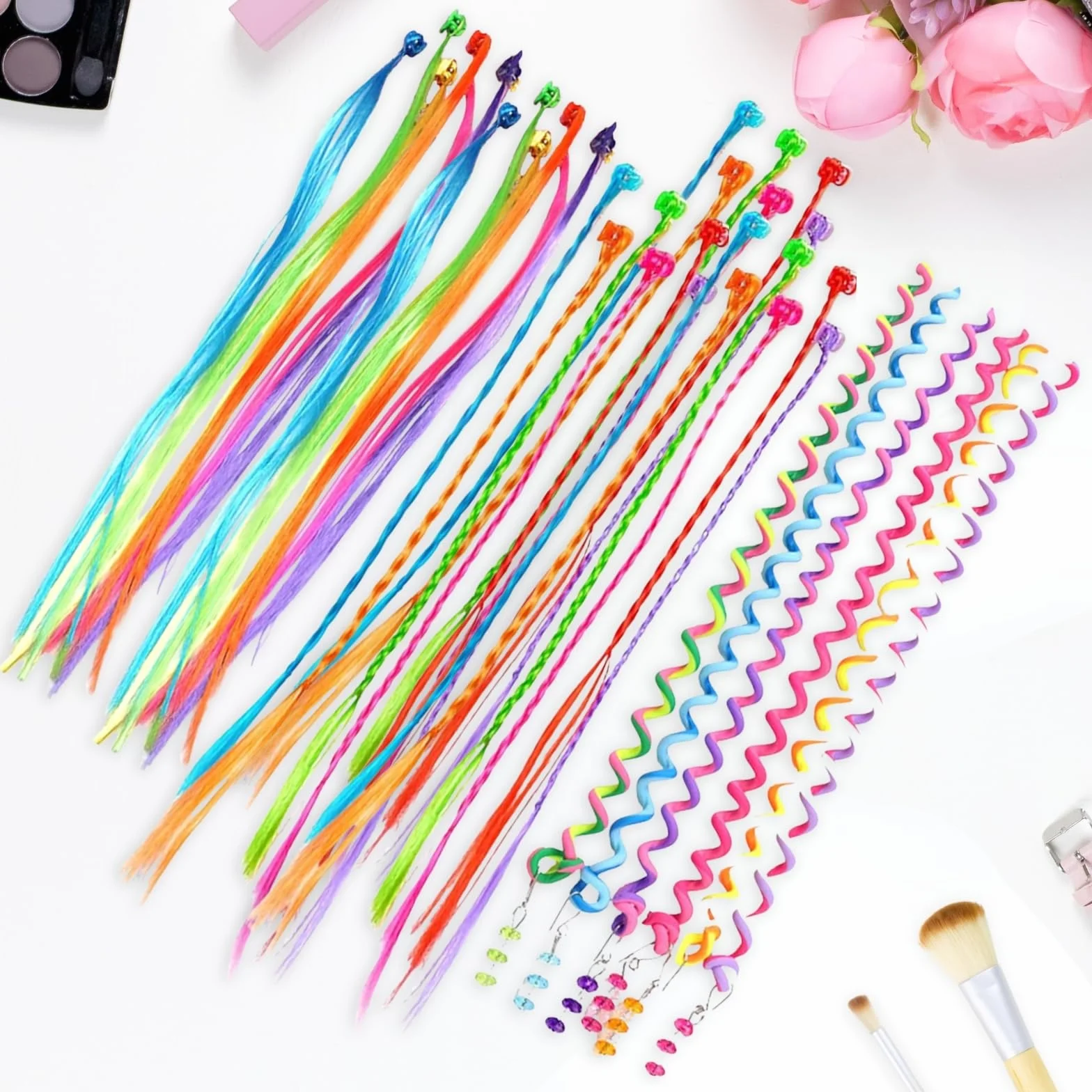 KEYRI Extensiones de Trenzas de Colores para el Pelo, Accesorio para Peinados (36 Piezas)