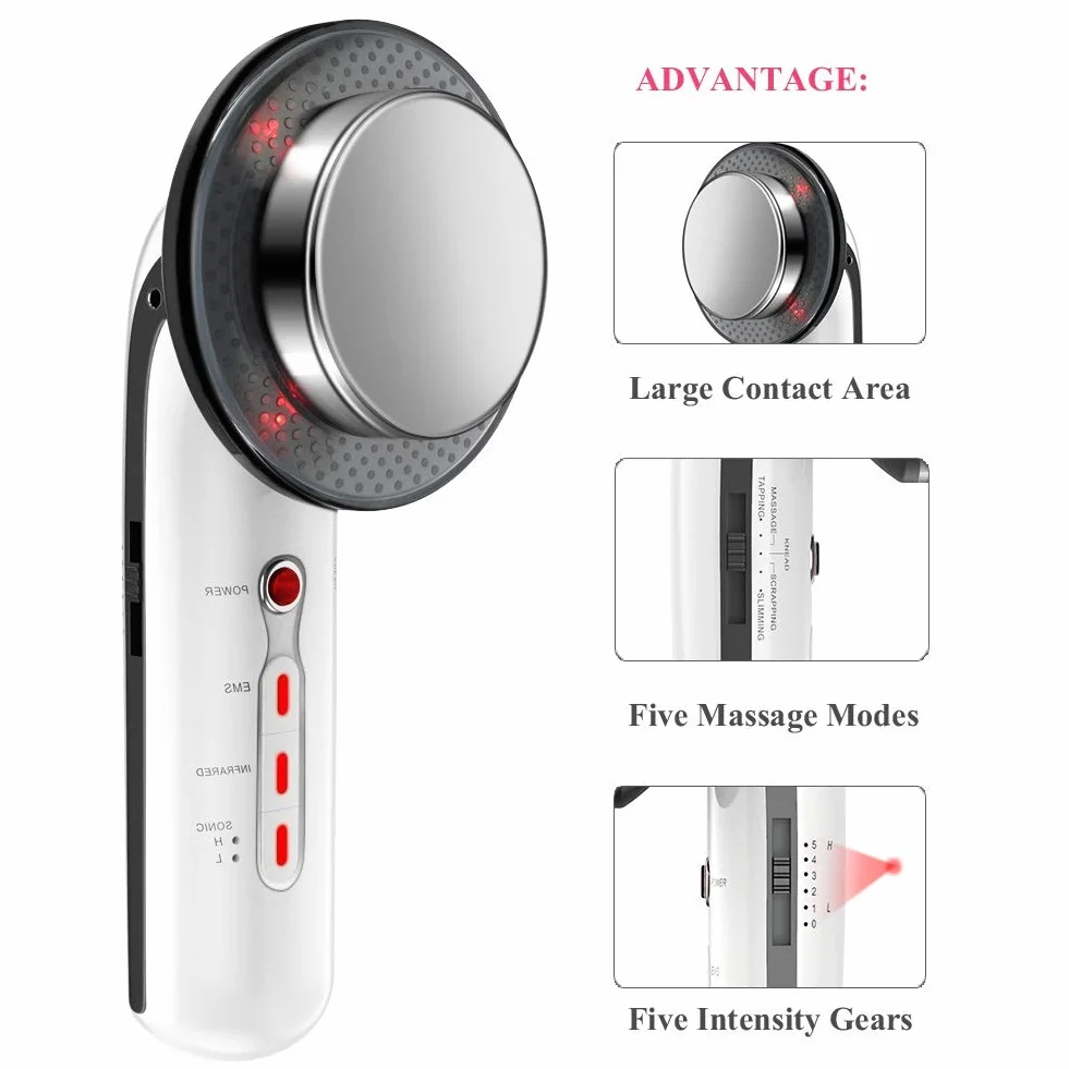 Masajeador facial y corporal EMS ultrasonido 3 en 1, Máquina de belleza para bajar de peso