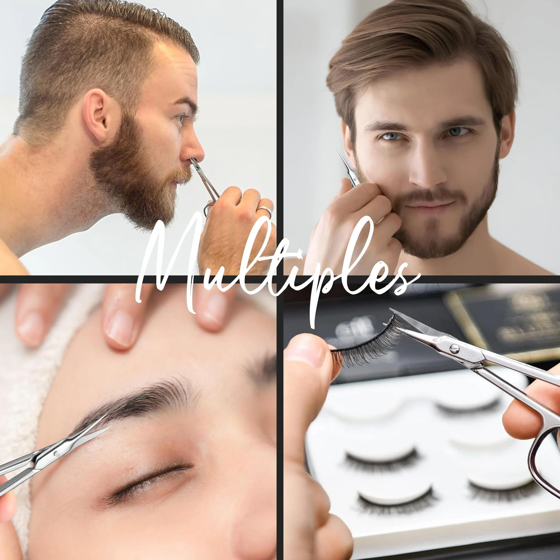 Tijeras Profesionales para Uñas, Tijera Curva Acero Inoxidable para Cutícula, Cejas, Vello Facial