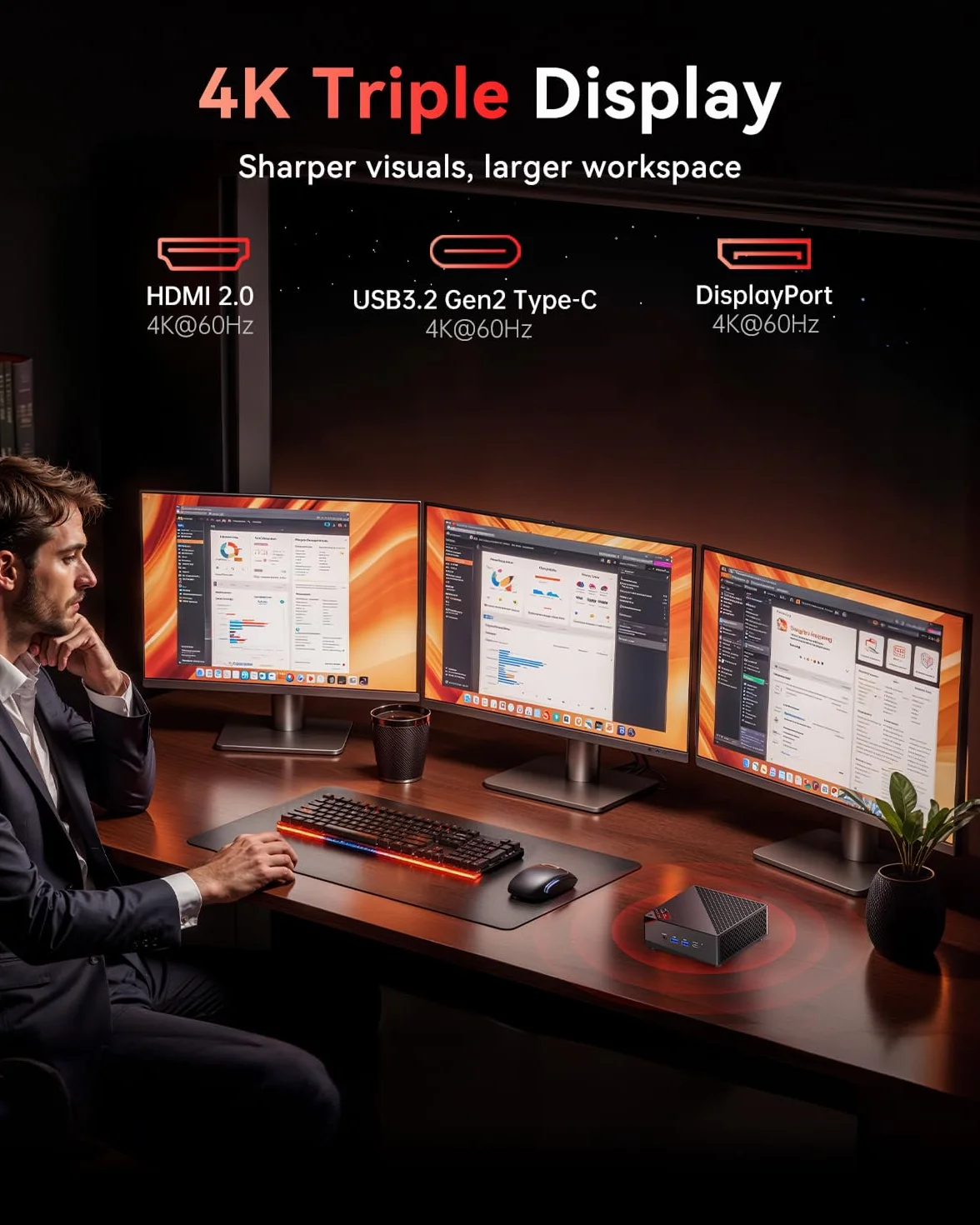 NiPoGi AM06PRO Mini PC Ryzen 7 7730U 32GB DDR4 1TB SSD 4K Triple Display WiFi 6 BT5.2 Dual LAN
