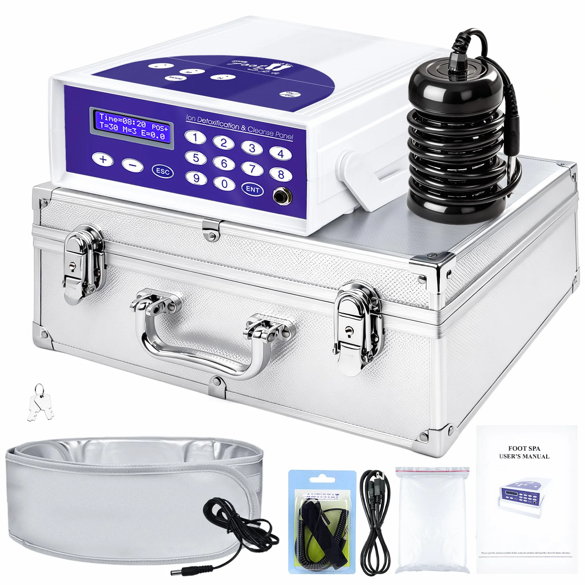 Máquina de desintoxicación iónica para baño de pies, máquina profesional de desintoxicación de pies para uso doméstico, spa iónico de limpieza de iones con pantalla LED, cinturón infrarrojo lejano