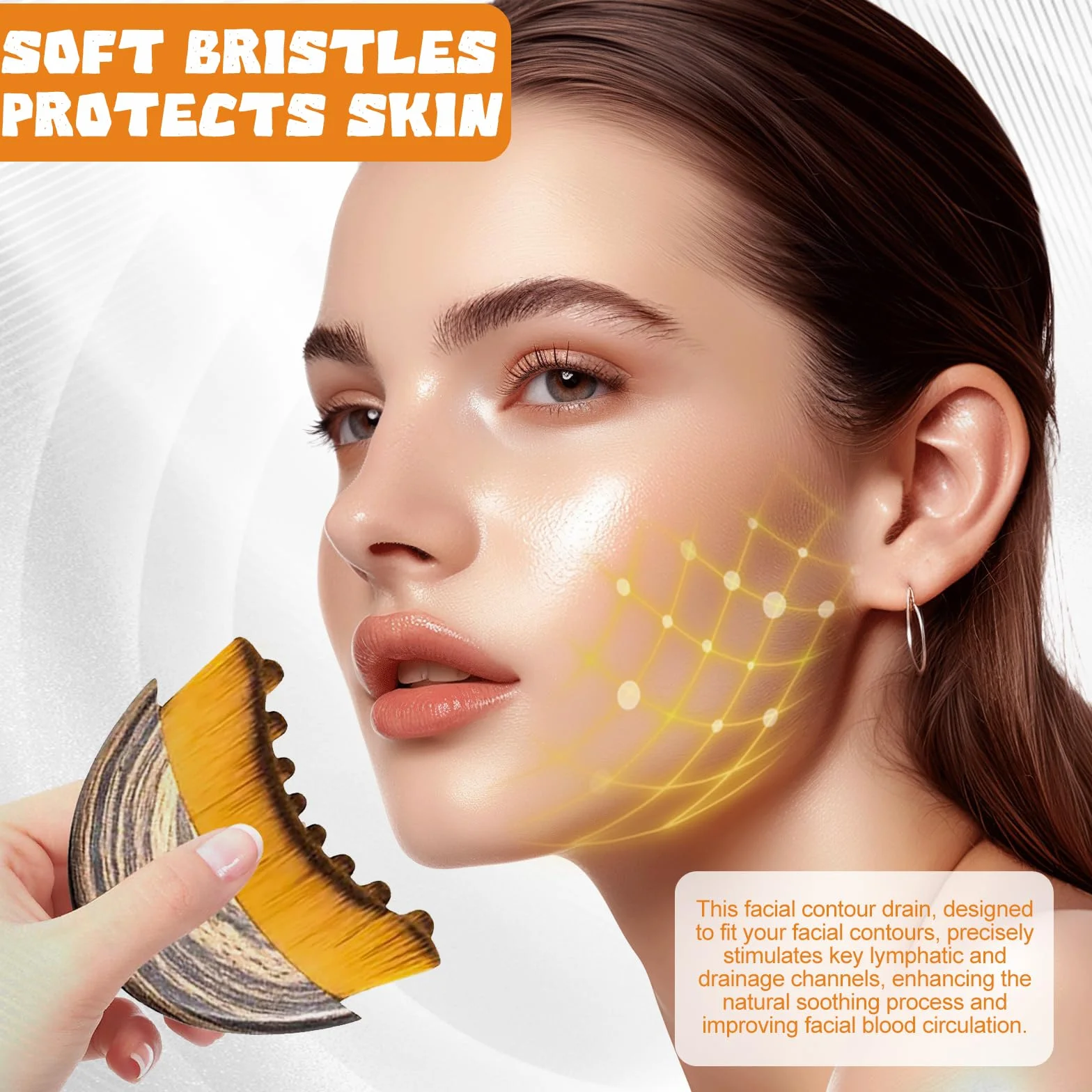 Cepillo Facial de Linfa Drenaje Linfático Masajeador para Cuidado Facial y Mentón (Marrón)