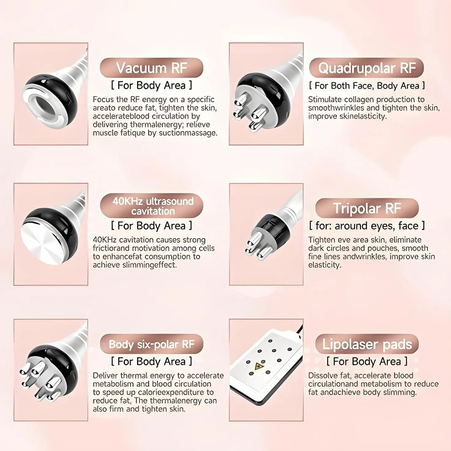 Dispositivo radiofrecuencia 40 K máquina cavitación 6 en 1 Lipo láser para reafirmar la piel masajeador profesional de radiofrecuencia para cara cuerpo belleza