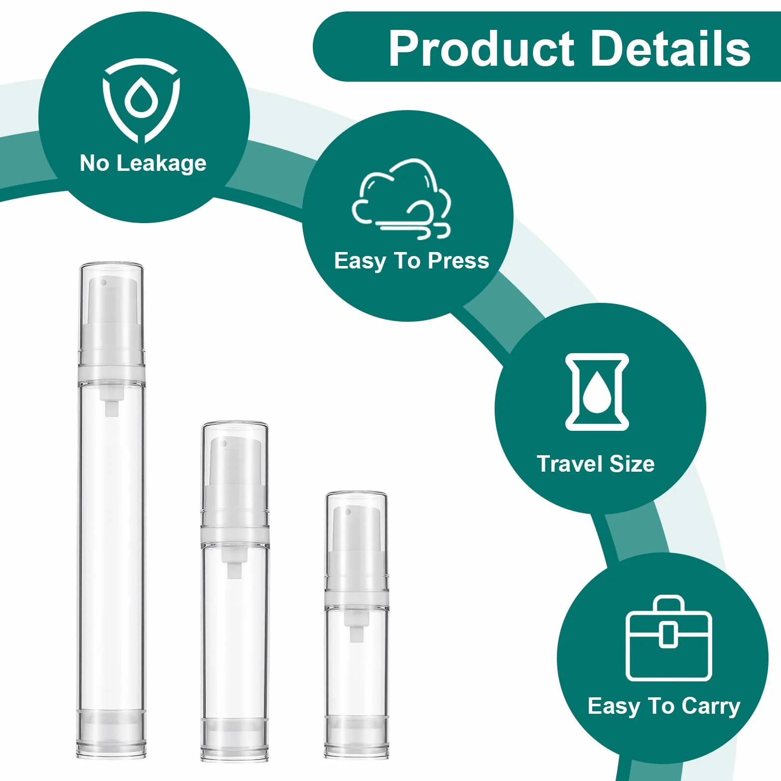 Andibro 12 dispensadores de bomba sin aire 5 ml 10 ml 15 ml botella vacía crema portátil viaje