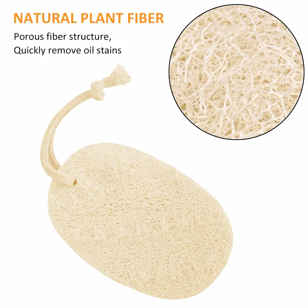 Natural Esponja Estropajo, Loofah Esponja 6 Piezas con Cordón, Ecológicas Biodegradables