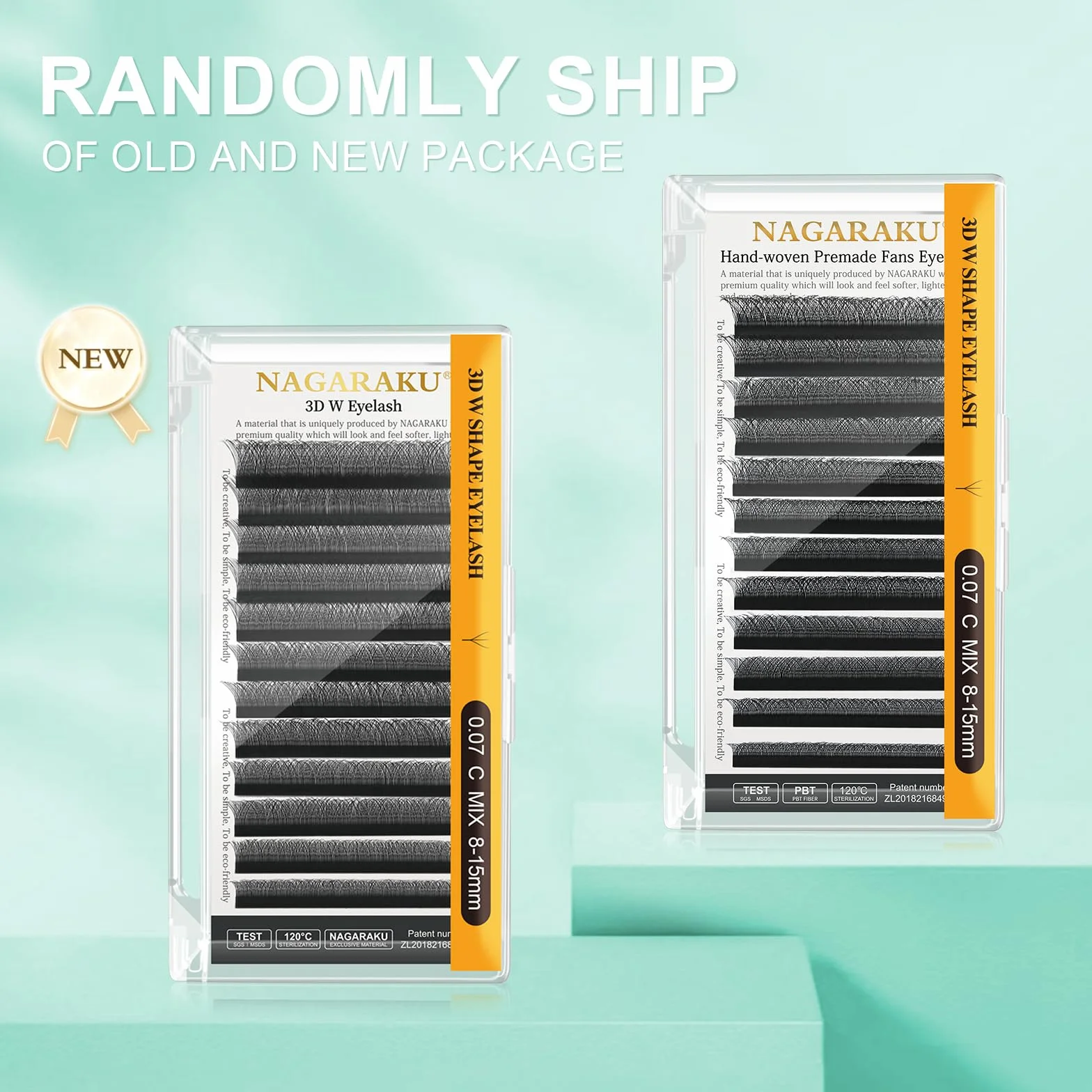 NAGARAKU 3D Pestañas W Ramo Prefabricado Hecho a mano Pestañas Postizas Naturales Volumen Rusas Clover Eyelash Cluster Negro 0.07mm C 8-12mm