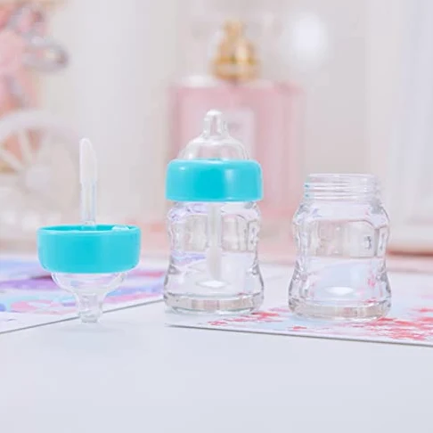 10/30/50 Uds. Envases de tubo de brillo de labios vacíos en forma de biberón, minibotellas de bálsamo labial rellenables transparentes con insertos de goma-30 Uds., amarillo
