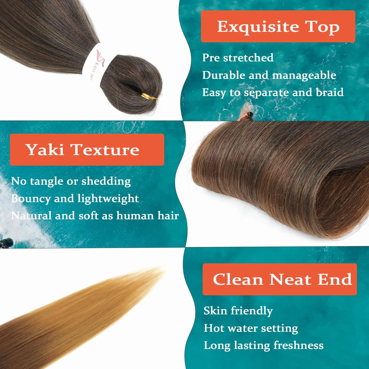 Braid Extensiones Cabello Sintético Yaki Braiding Twist Crochet 26 Pulgadas 6 Packs 1B/30/27#